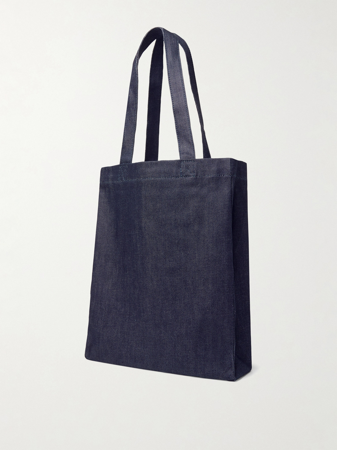 Apc Laure Logo-print Denim Tote Bag In Blue