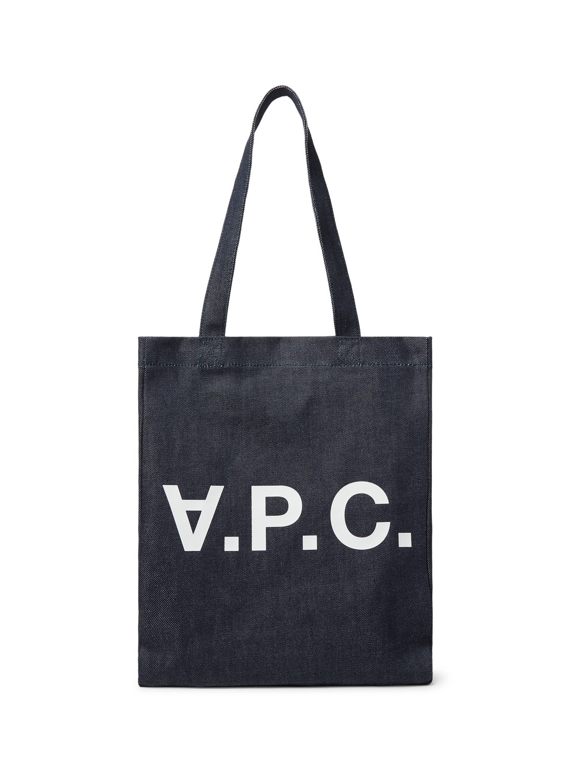 Apc Laure Logo-print Denim Tote Bag In Blue