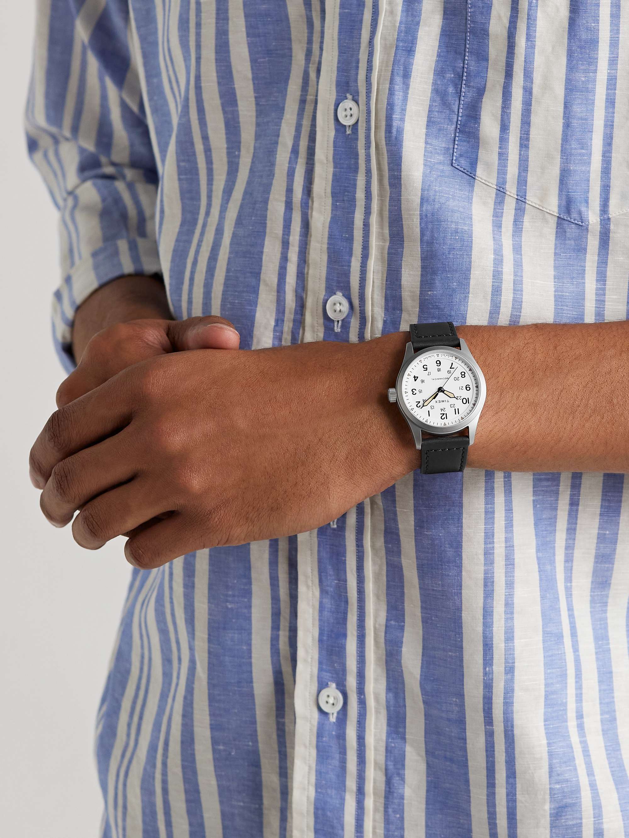 TIMEX Expedition North 38mm Hand-Wound Stainless Steel and Leather Watch