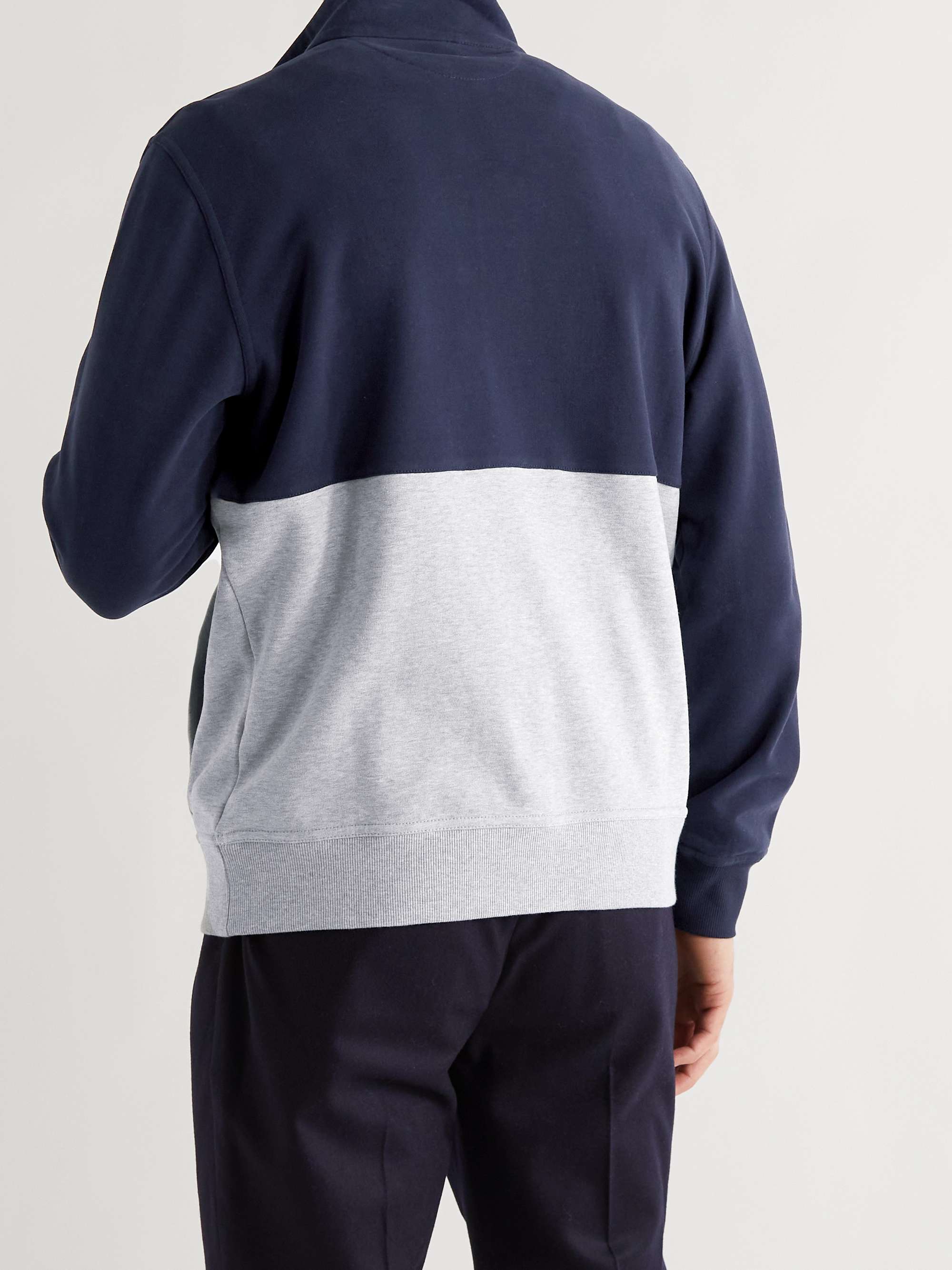 BRUNELLO CUCINELLI Logo-Print Two-Tone Cotton-Jersey Half-Zip Sweatshirt