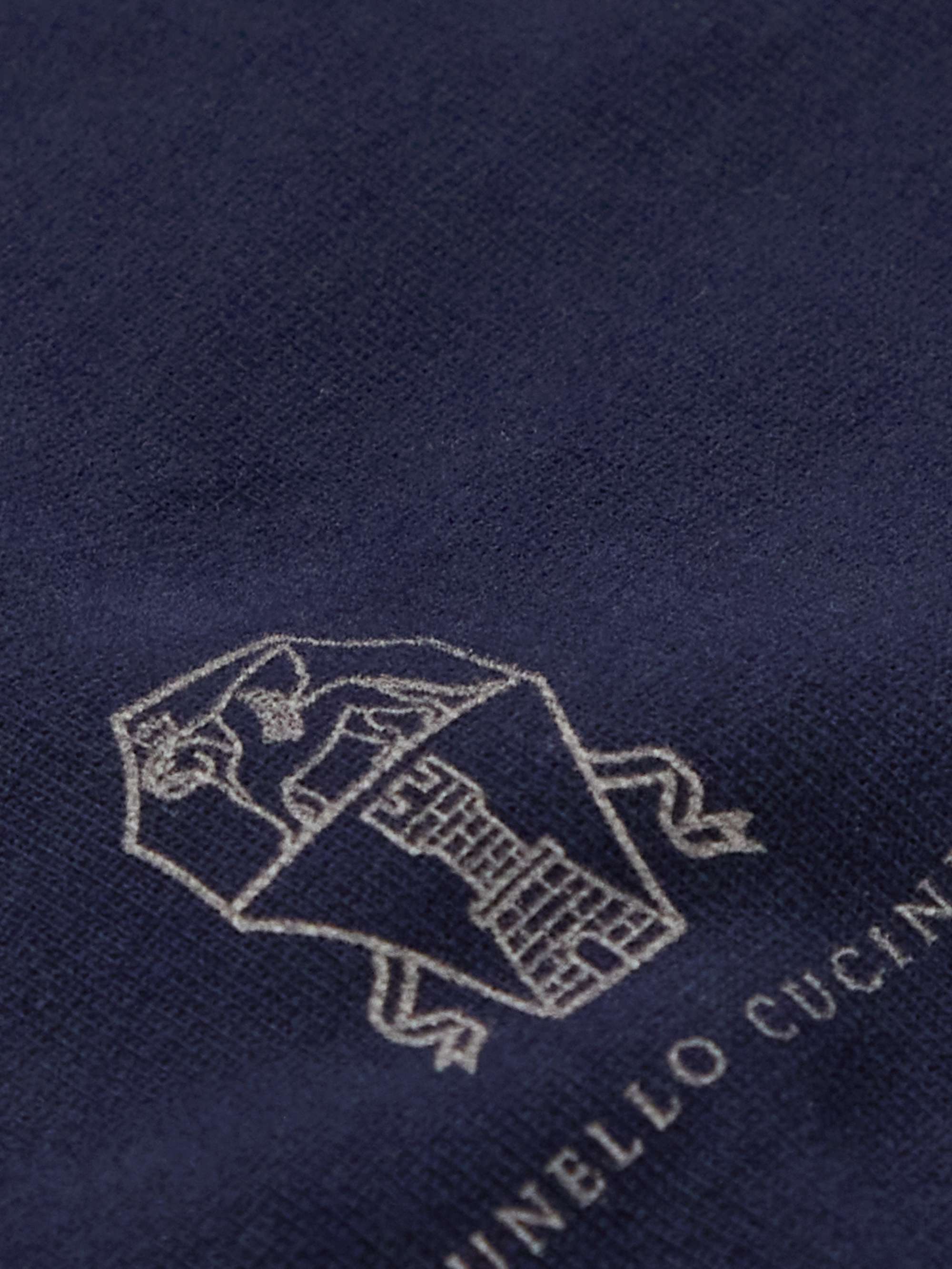 BRUNELLO CUCINELLI Logo-Print Two-Tone Cotton-Jersey Half-Zip Sweatshirt