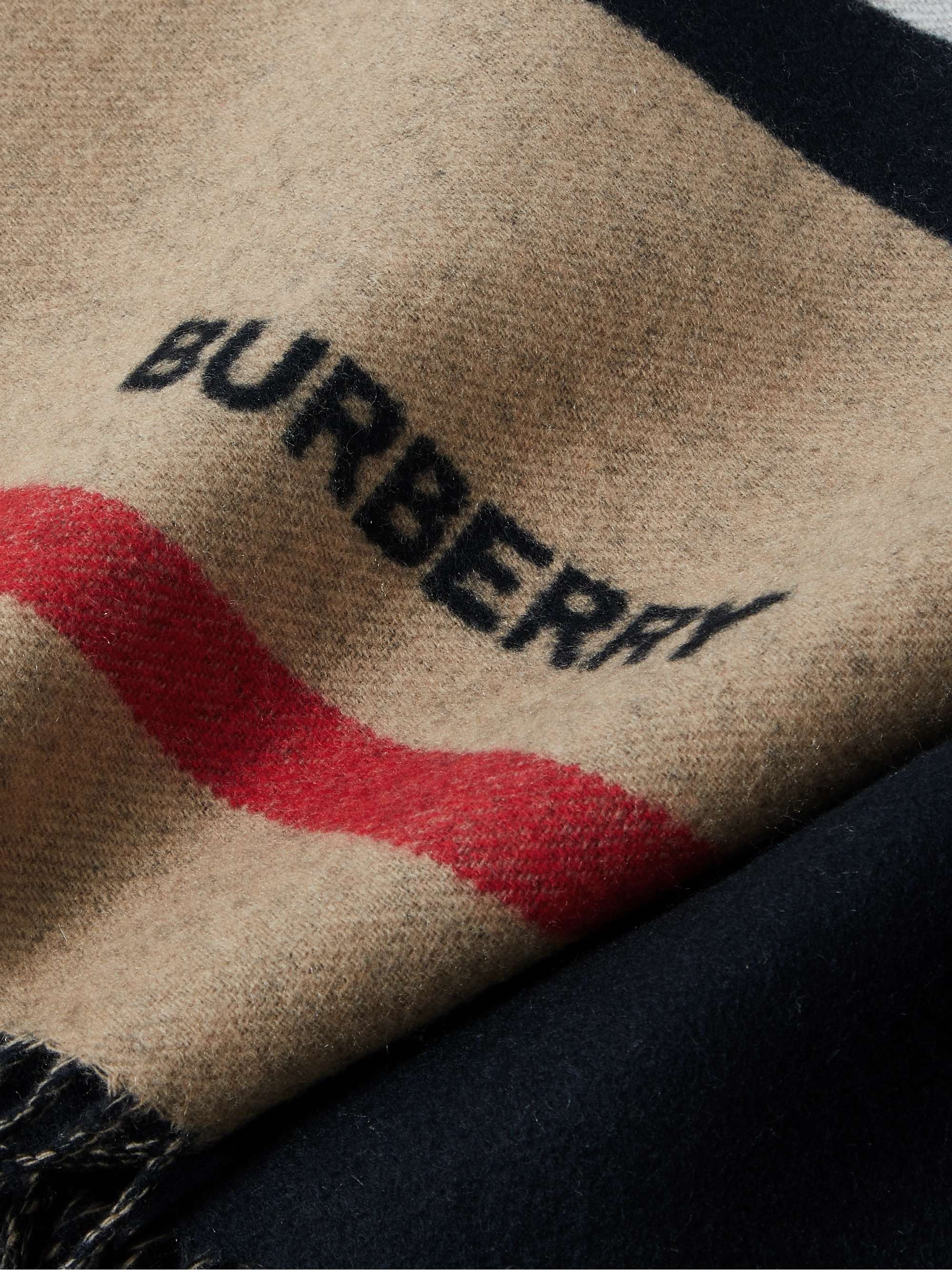 BURBERRY Fringed Striped Cashmere Blanket