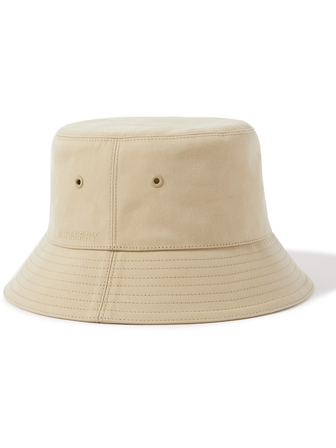 Shop Burberry Reversible Logo-embroidered Cotton-twill Bucket Hat In Neutrals