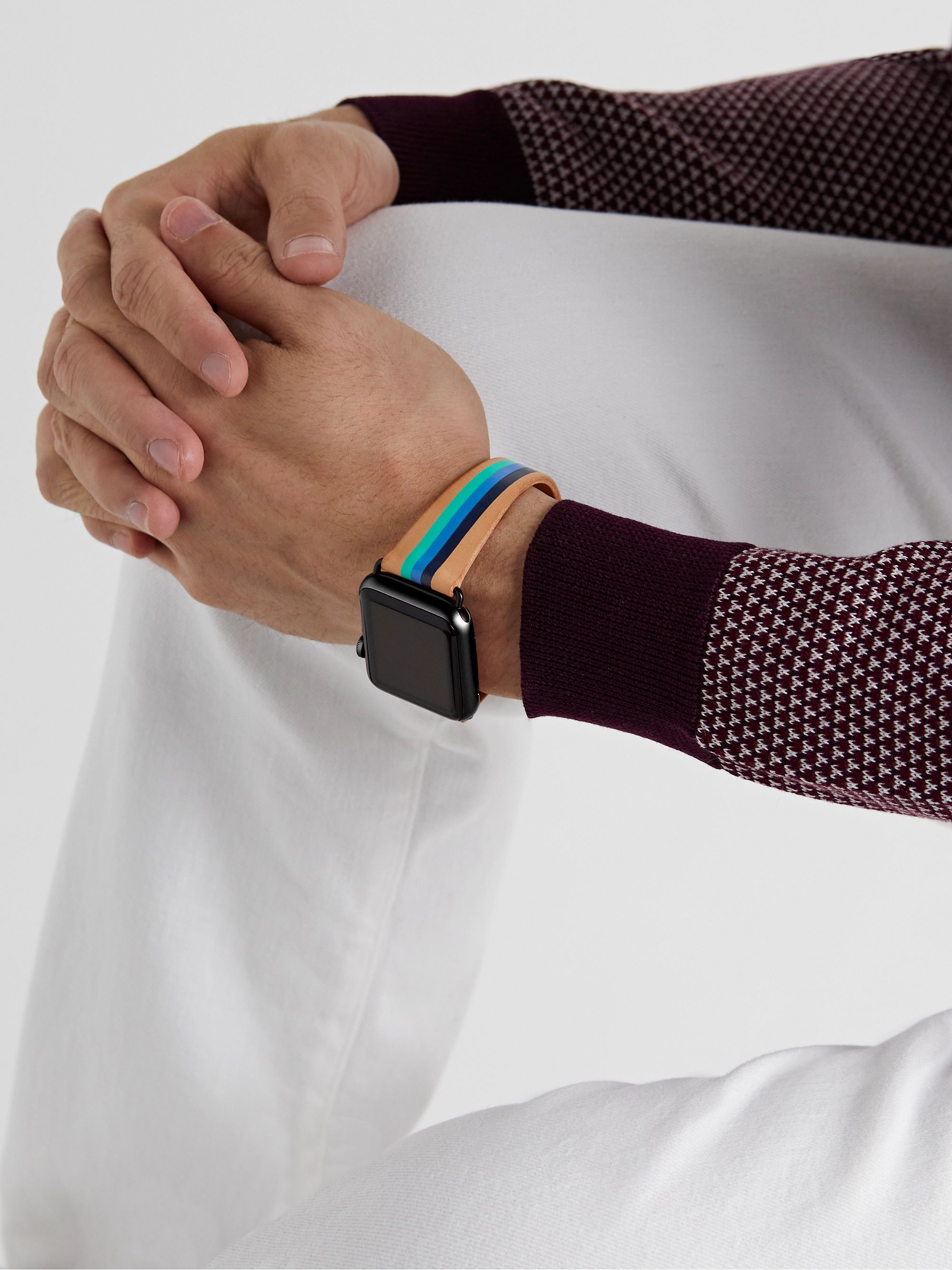 LA CALIFORNIENNE Aquatica Striped Leather Watch Strap