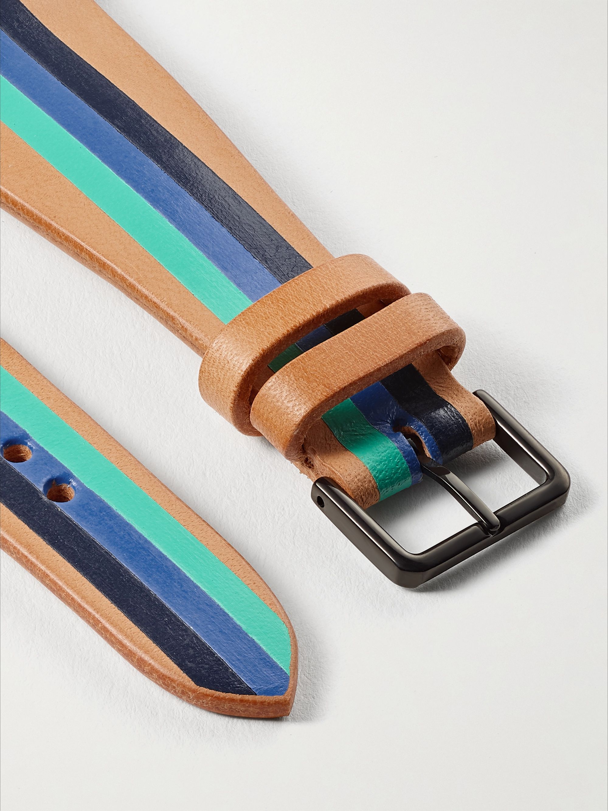 LA CALIFORNIENNE Aquatica Striped Leather Watch Strap