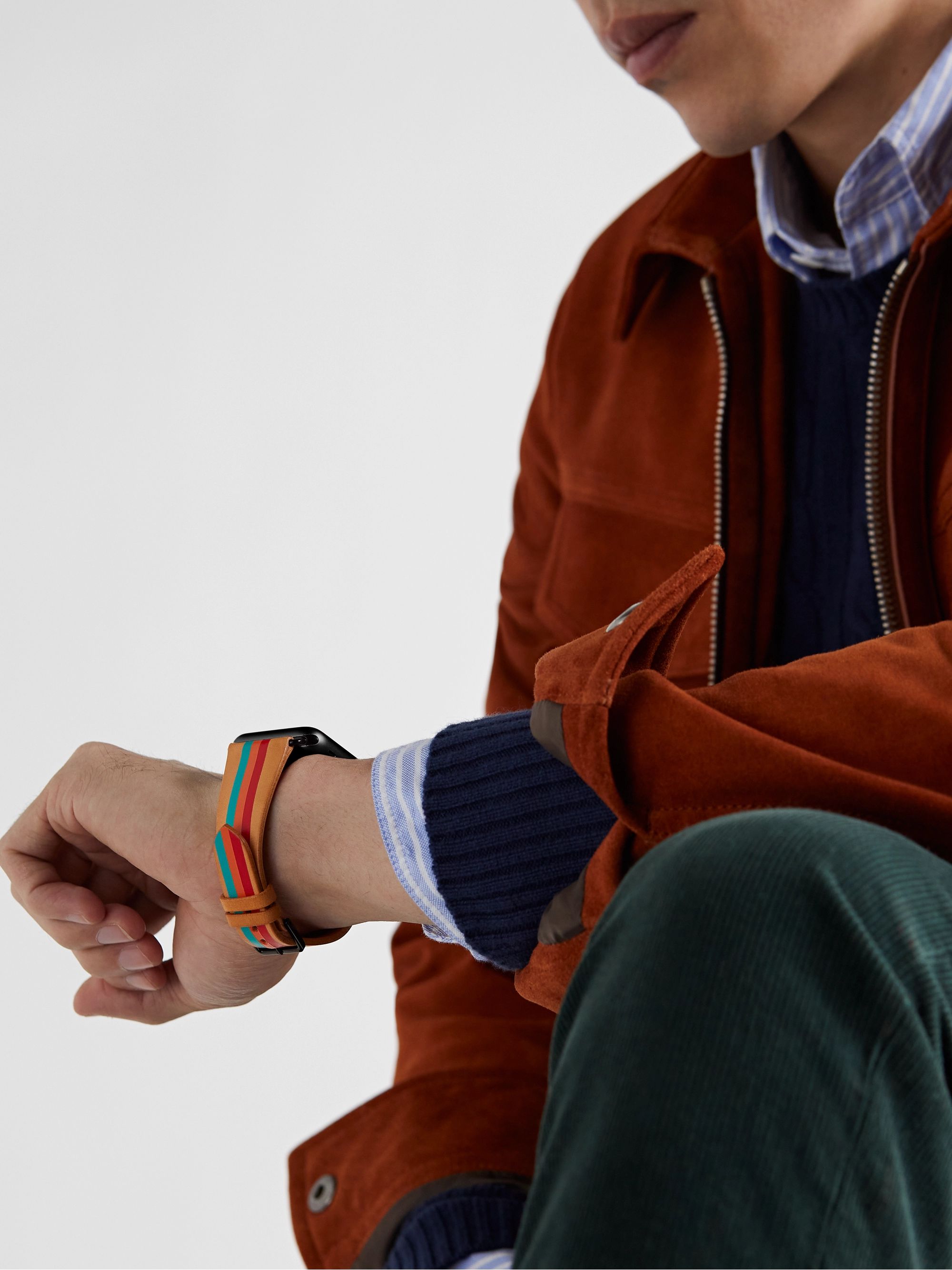 LA CALIFORNIENNE Terrazza Striped Leather Watch Strap