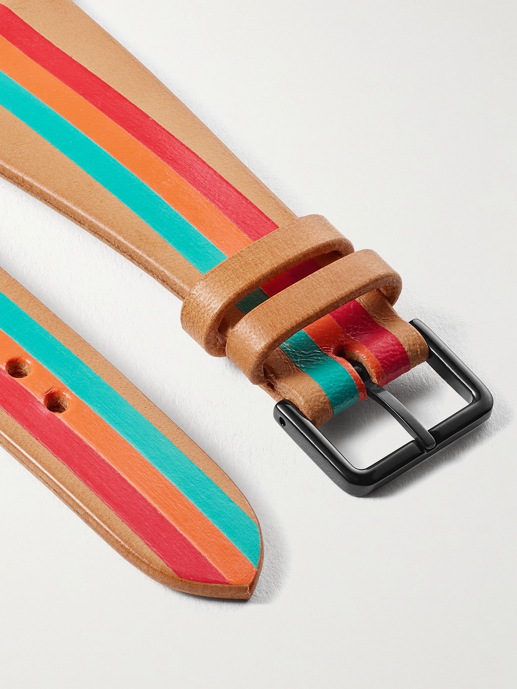 LA CALIFORNIENNE Terrazza Striped Leather Watch Strap