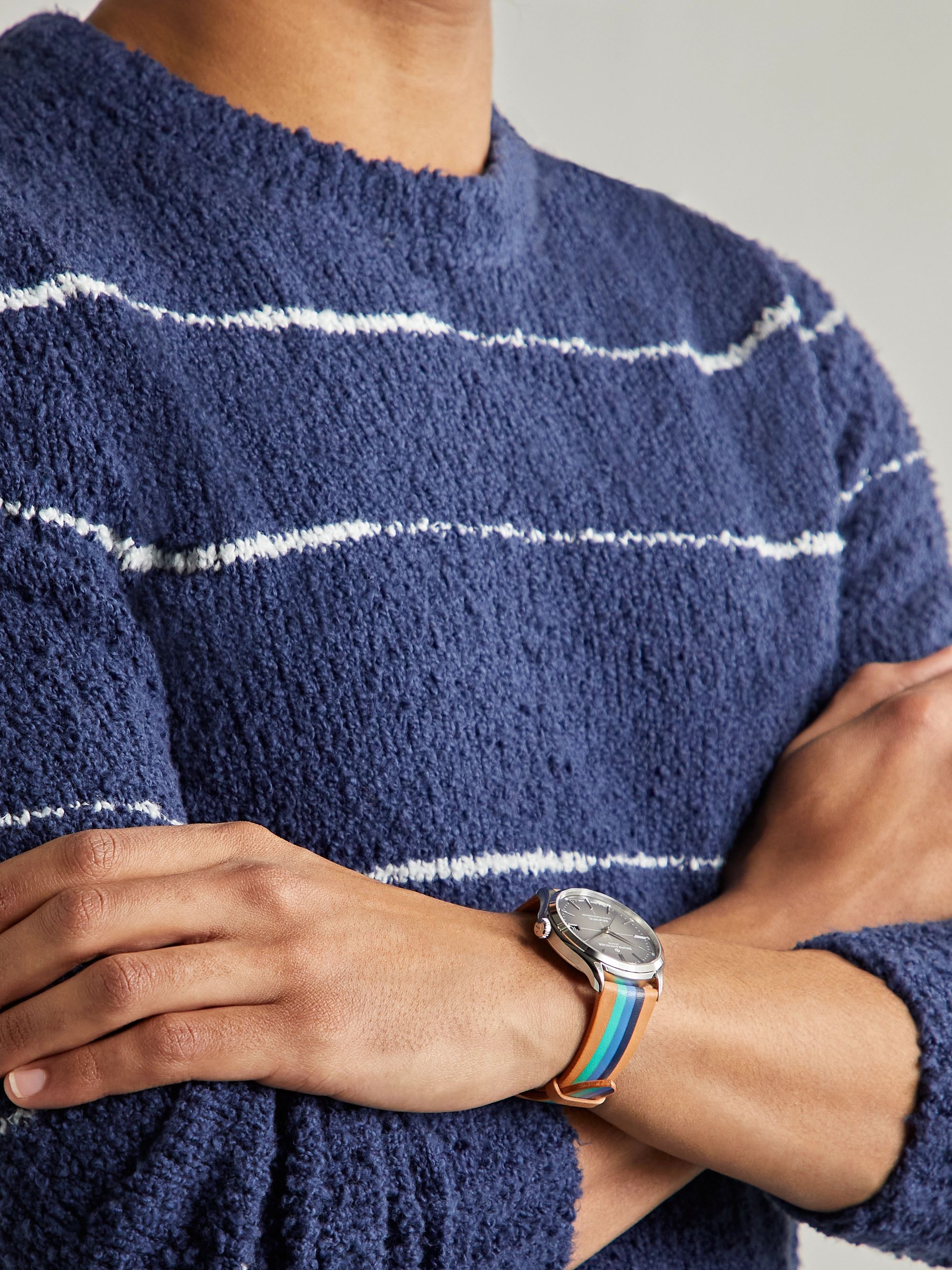 LA CALIFORNIENNE Aquatica Striped Leather Watch Strap