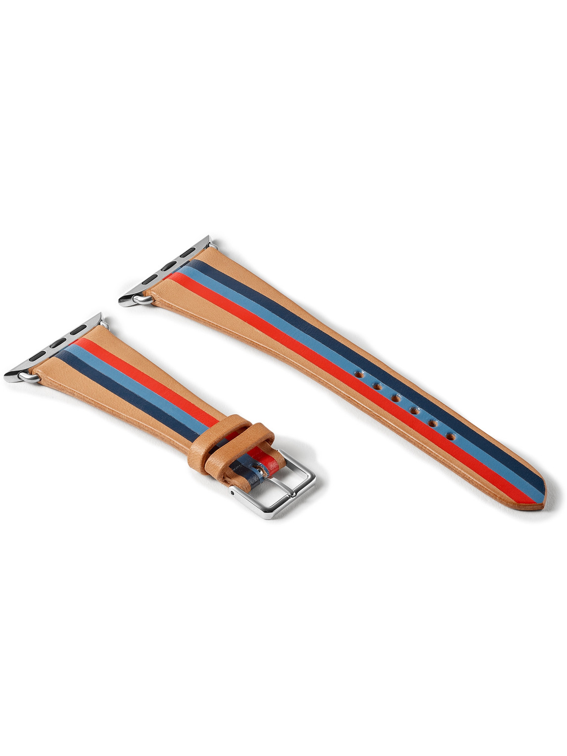 Blue Thunder Striped Leather Watch Strap