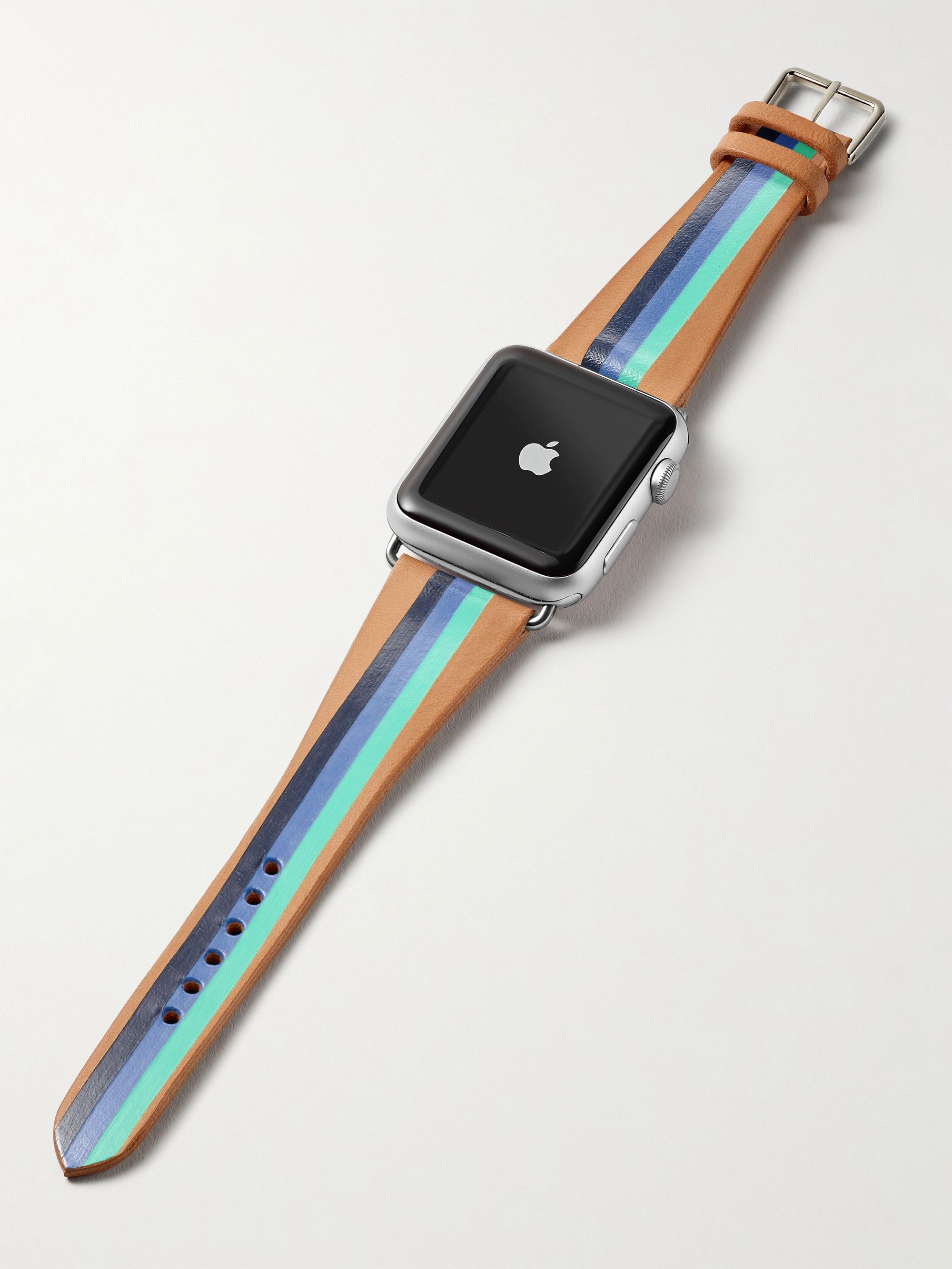 LA CALIFORNIENNE Blue Thunder Striped Leather Watch Strap