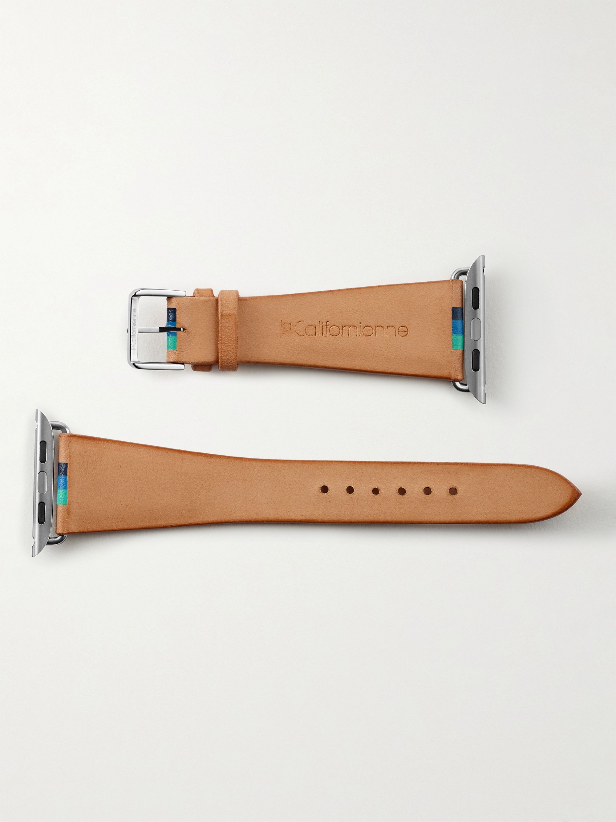 LA CALIFORNIENNE Blue Thunder Striped Leather Watch Strap