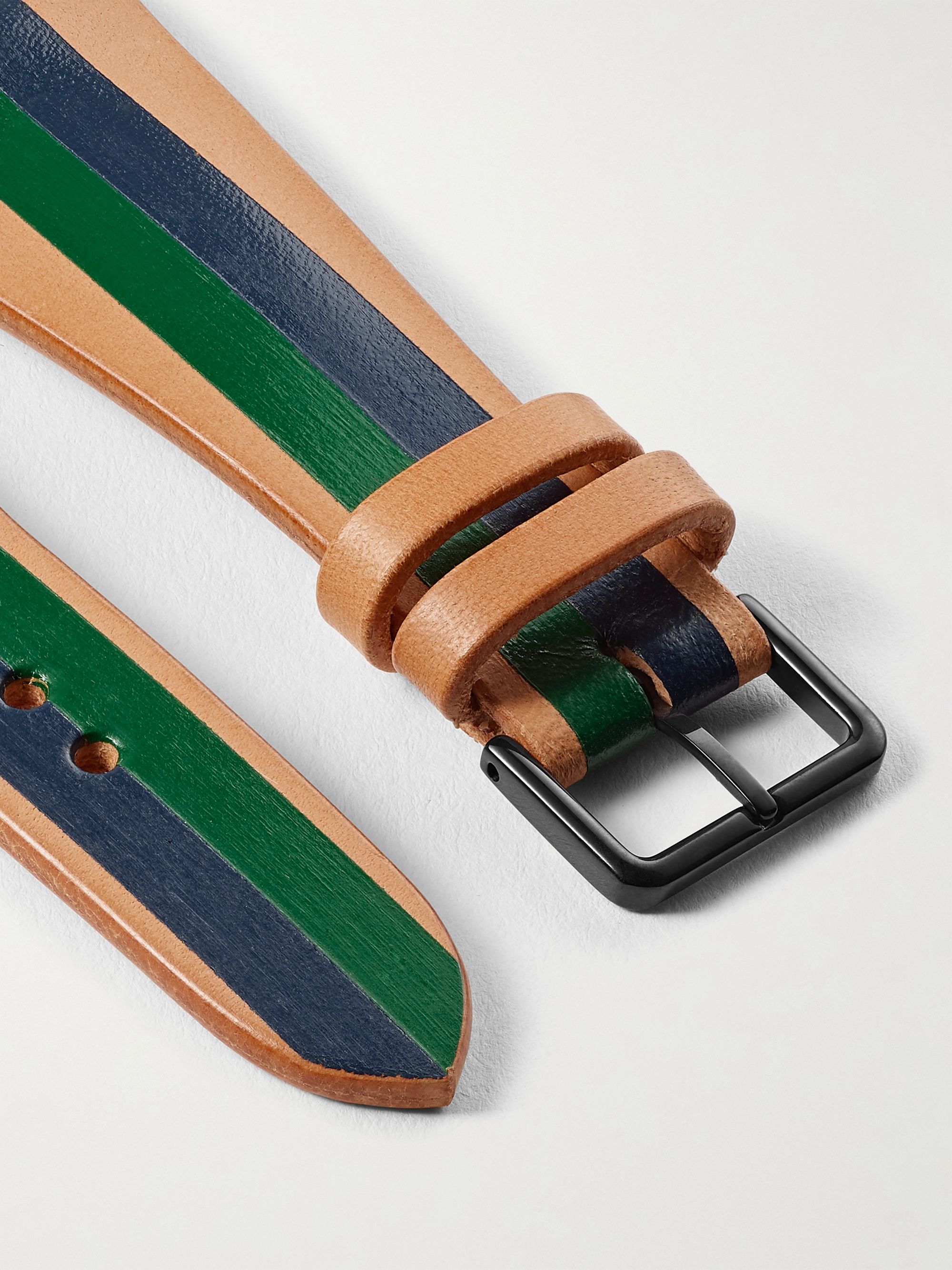 LA CALIFORNIENNE B&W Striped Leather Watch Strap