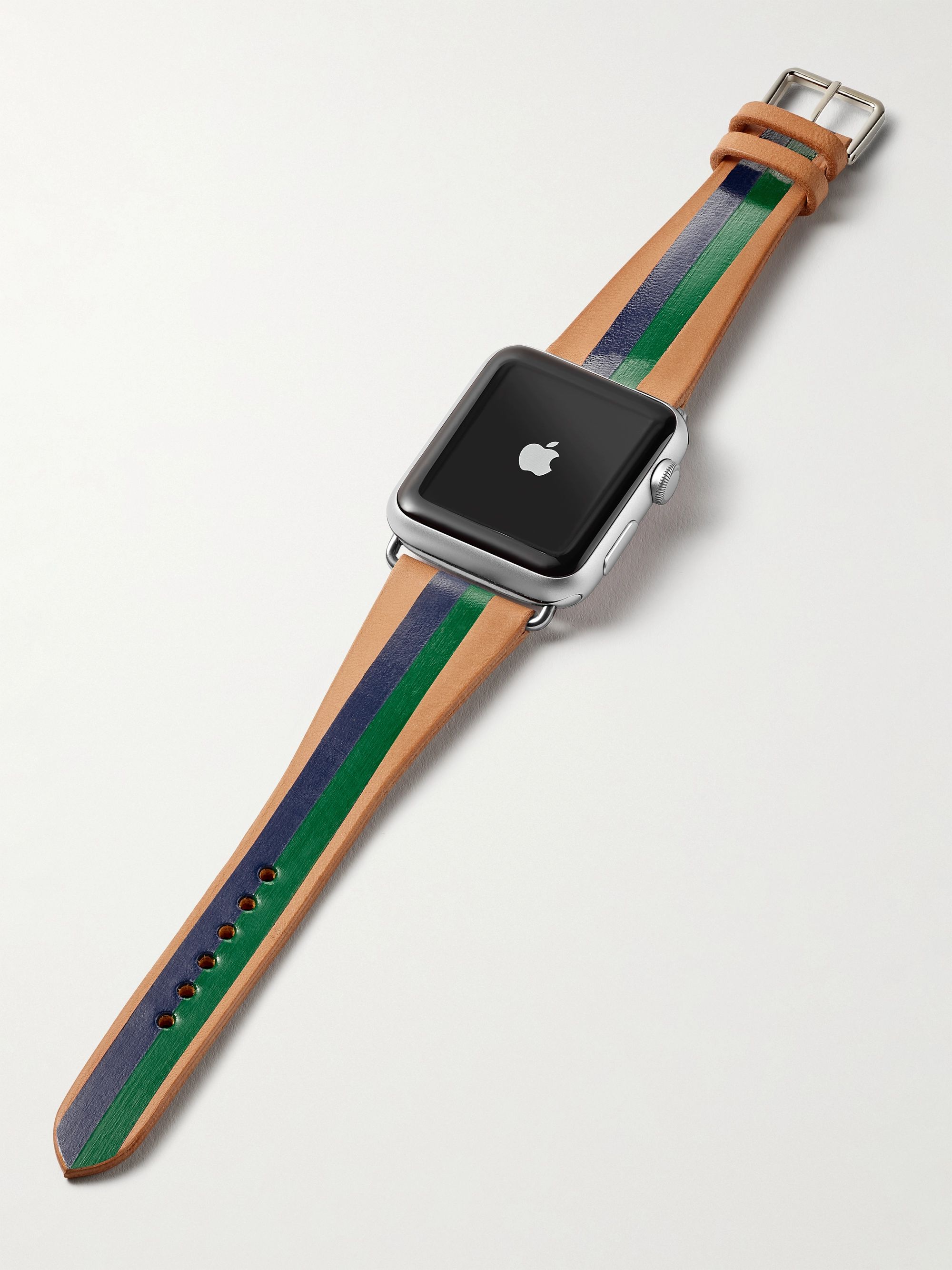 LA CALIFORNIENNE Blue Thunder Striped Leather Watch Strap