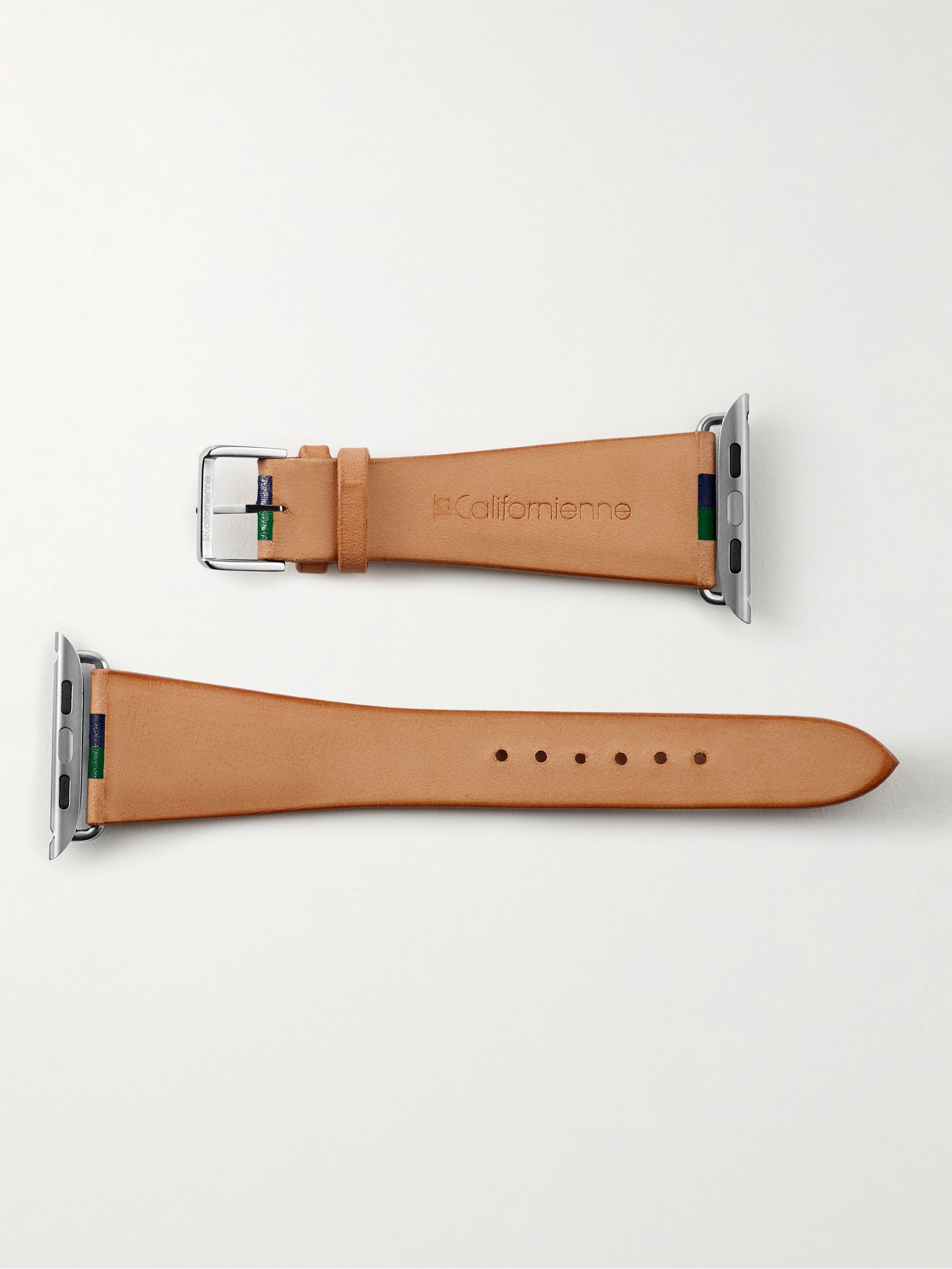 LA CALIFORNIENNE Blue Thunder Striped Leather Watch Strap