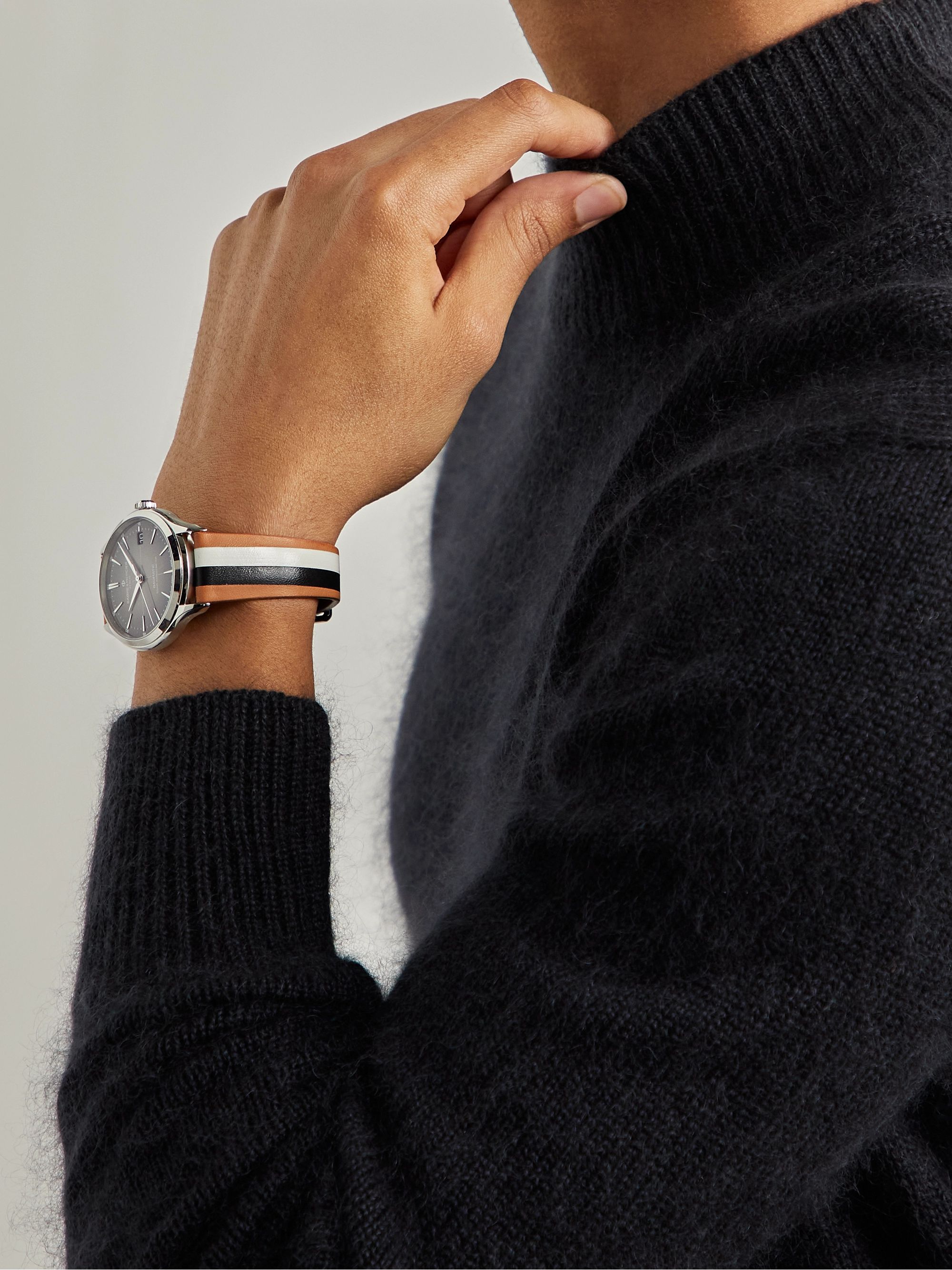 LA CALIFORNIENNE B&W Striped Leather Watch Strap