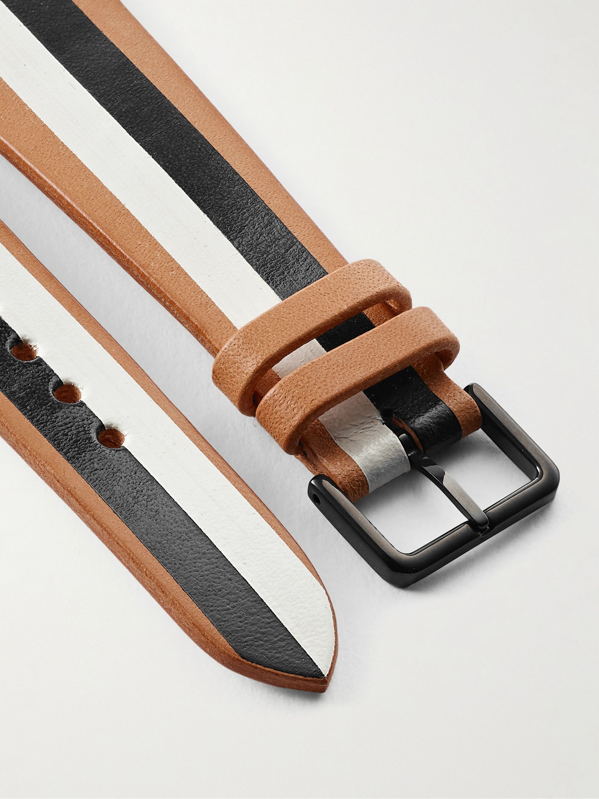LA CALIFORNIENNE B&W Striped Leather Watch Strap