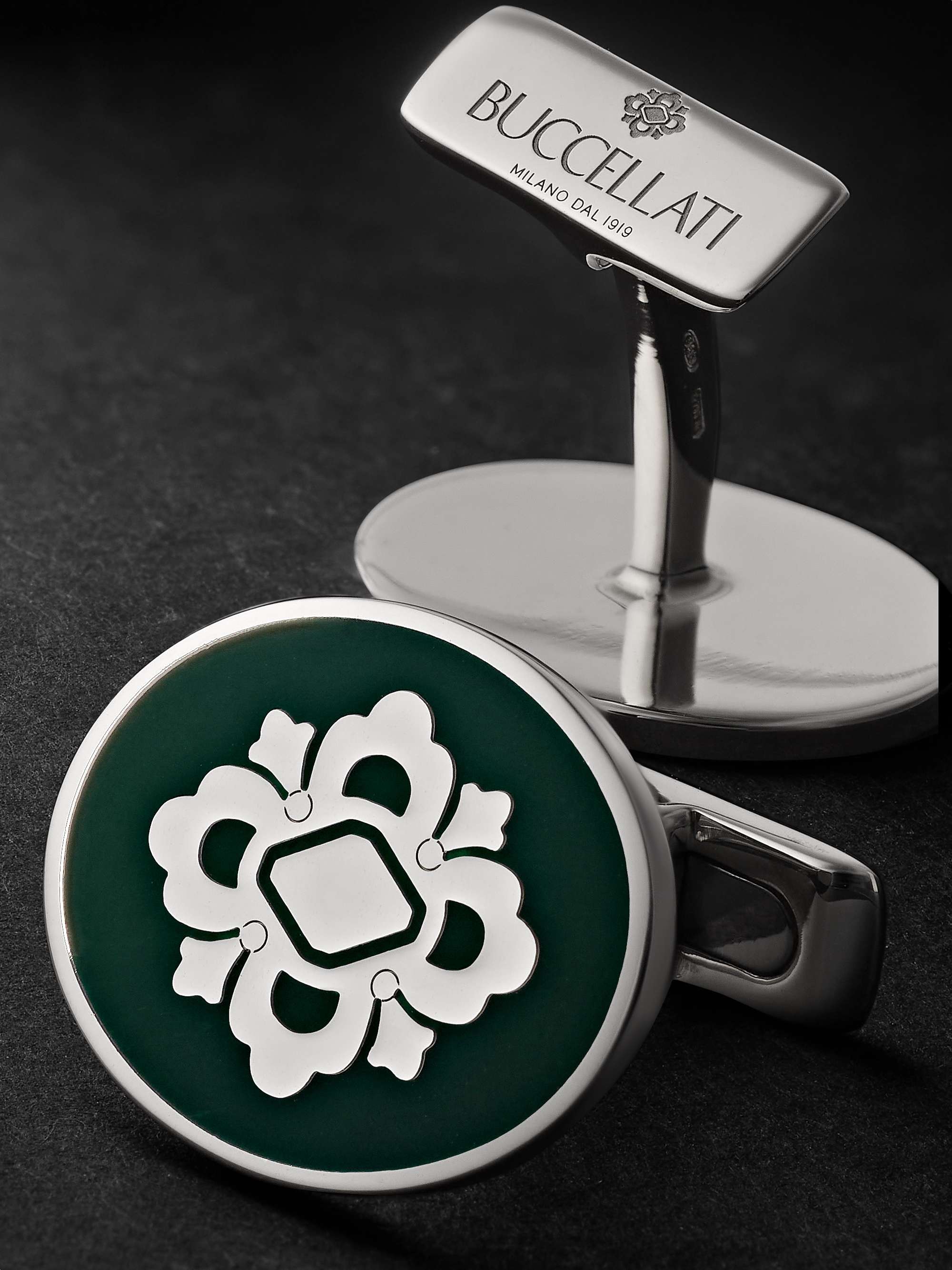 BUCCELLATI Opera Silver and Enamel Cufflinks