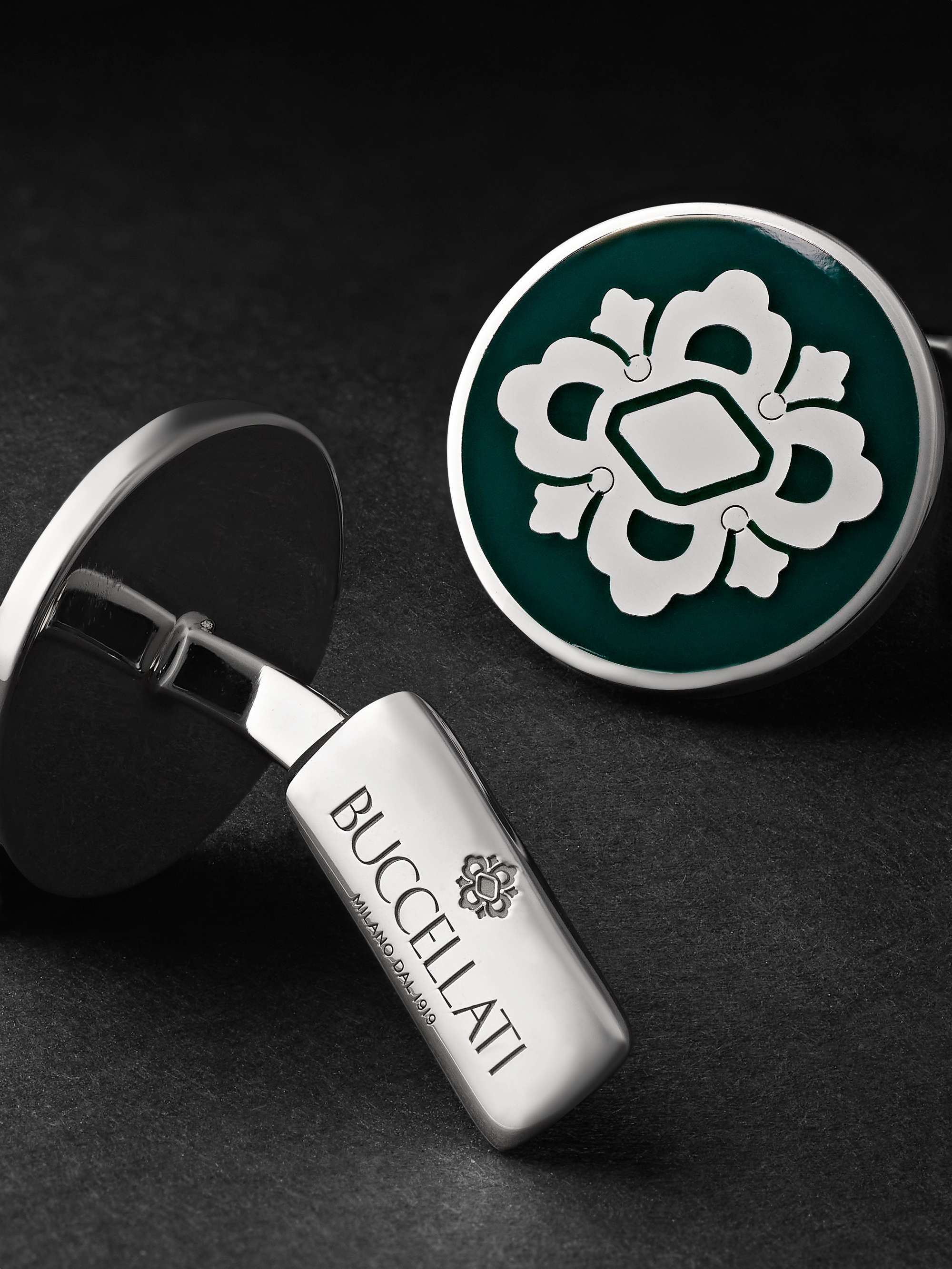 BUCCELLATI Opera Silver and Enamel Cufflinks