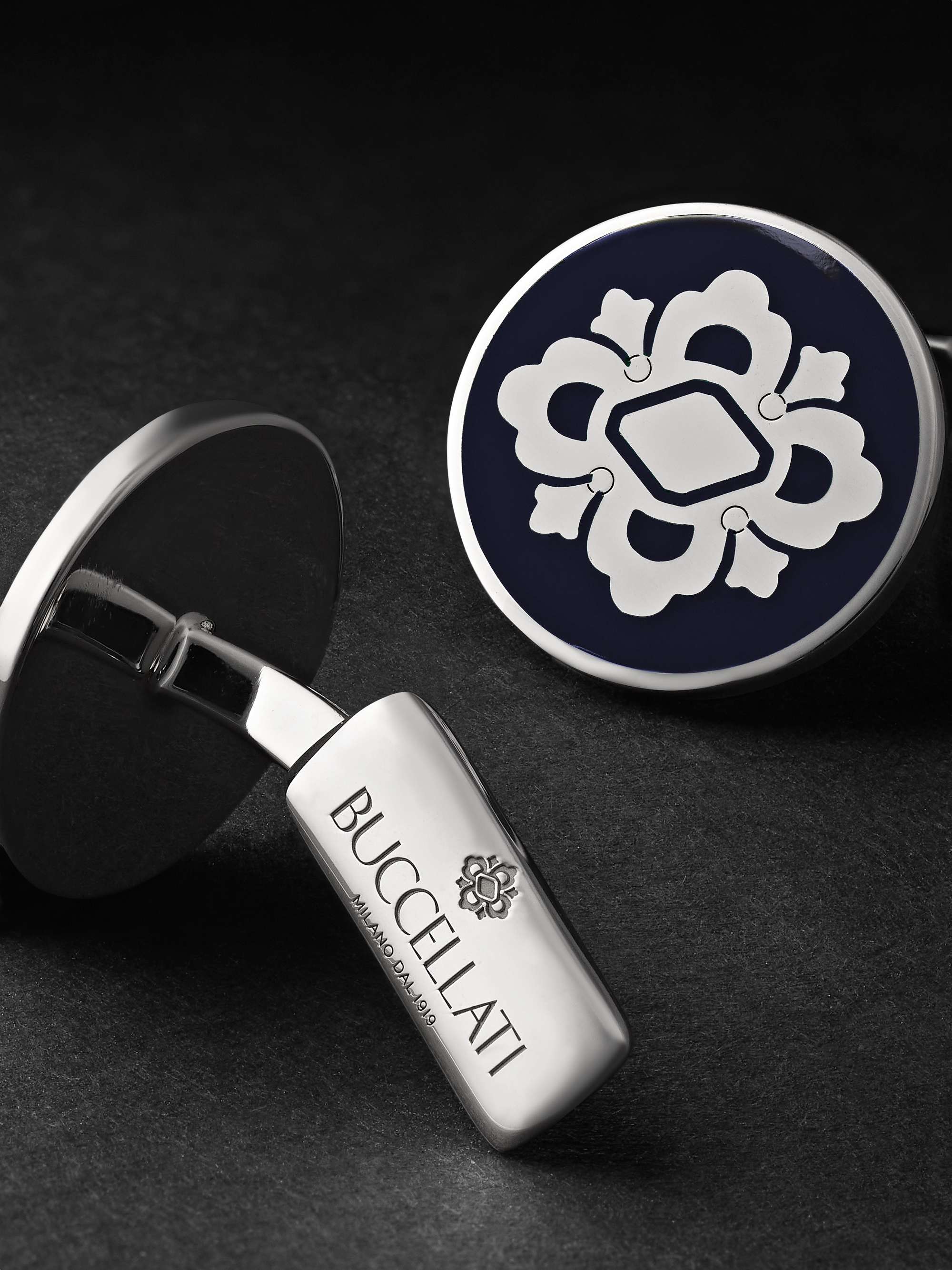 BUCCELLATI Opera Silver and Enamel Cufflinks