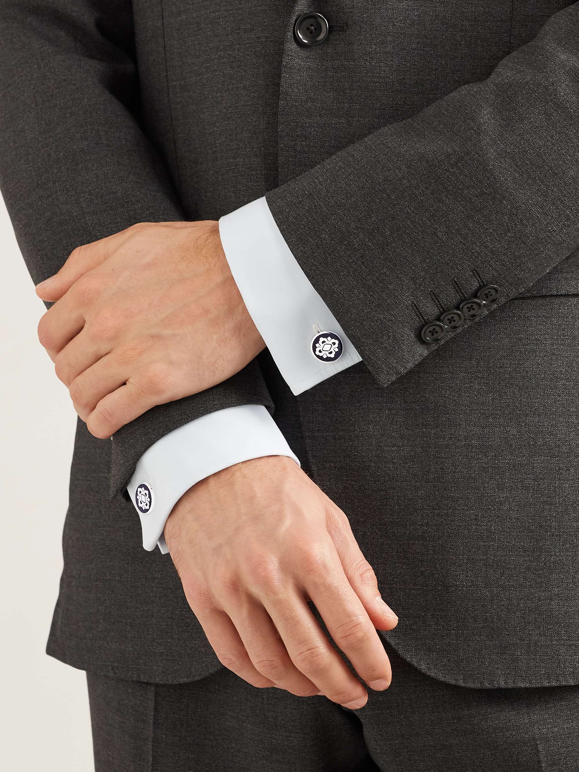 BUCCELLATI Opera Silver and Enamel Cufflinks