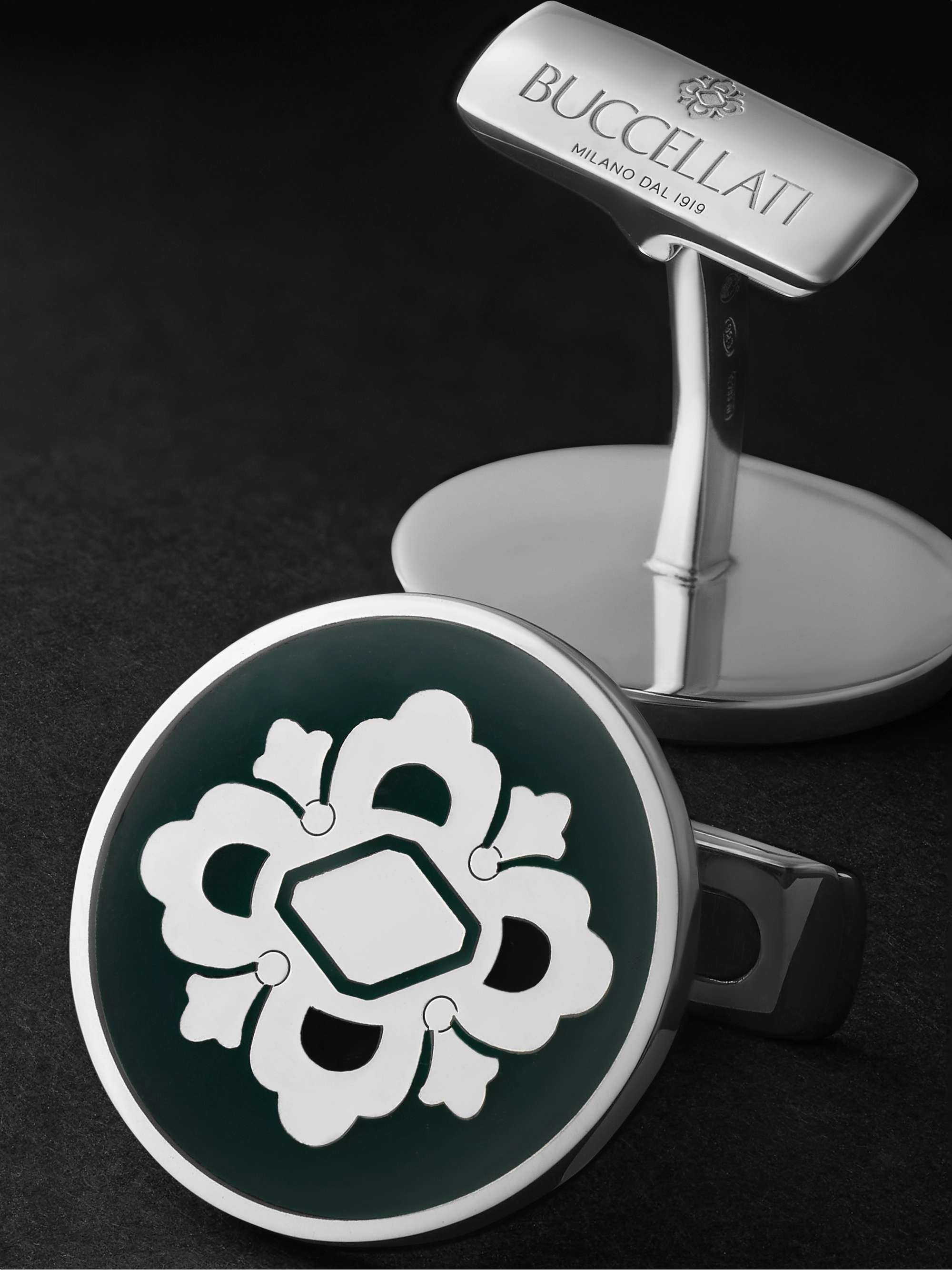 BUCCELLATI Opera Silver and Enamel Cufflinks