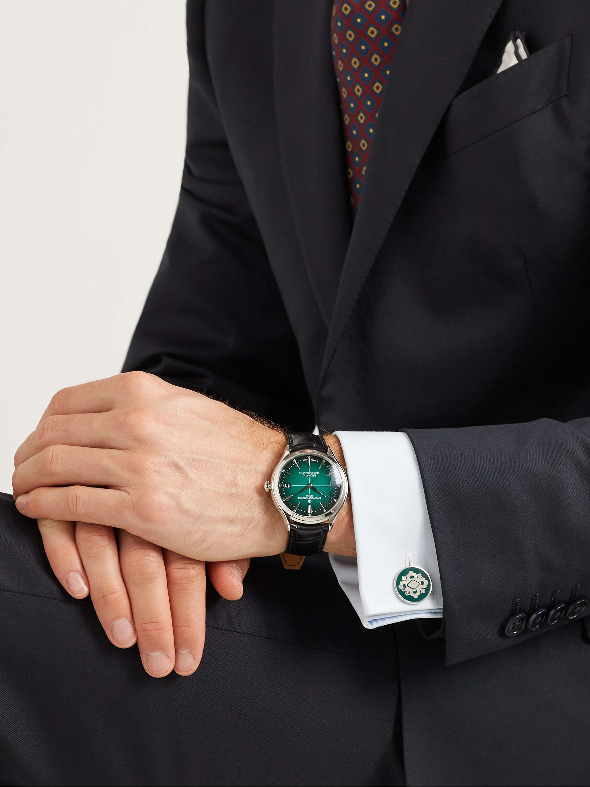BUCCELLATI Opera Silver and Enamel Cufflinks