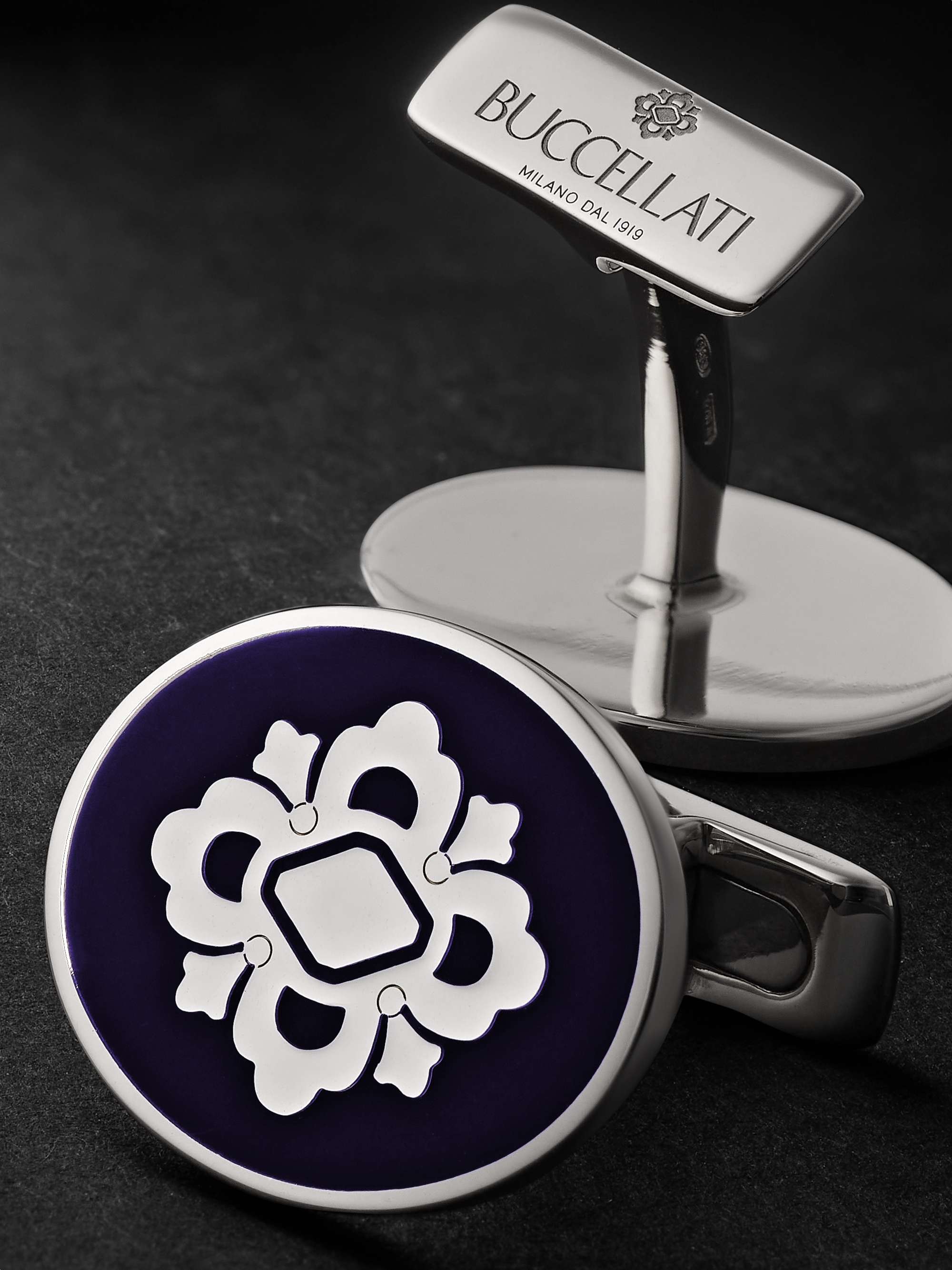BUCCELLATI Opera Silver and Enamel Cufflinks