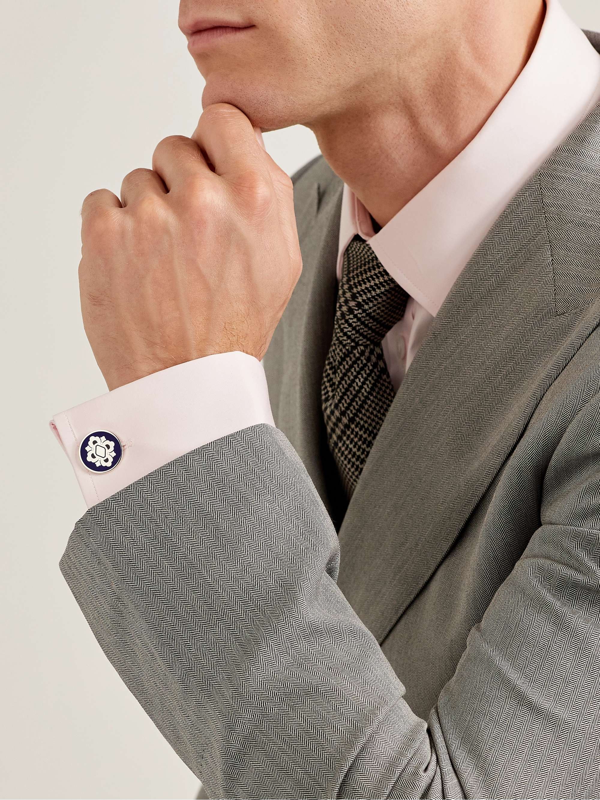 BUCCELLATI Opera Silver and Enamel Cufflinks