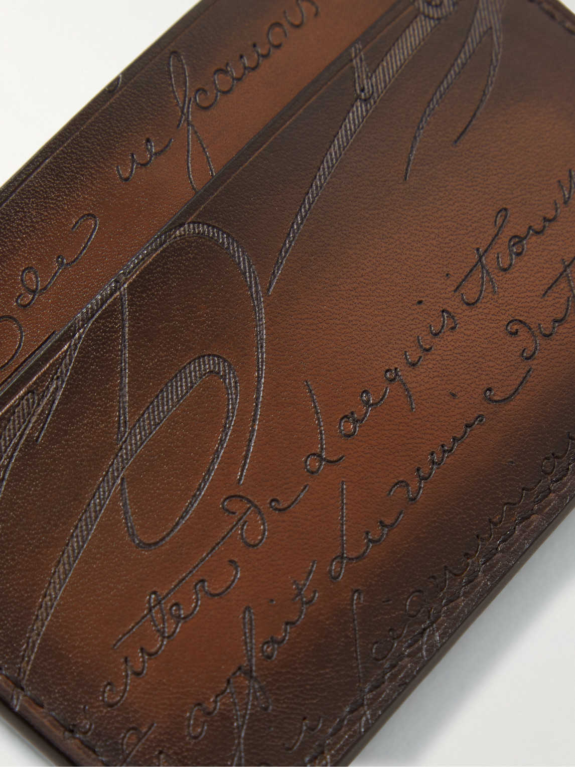 Shop Berluti Scritto Venezia Leather Cardholder In Brown