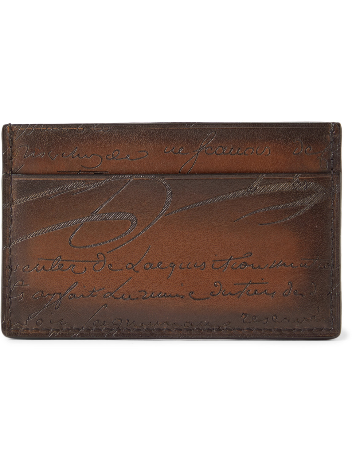Berluti Scritto Venezia Leather Cardholder In Brown