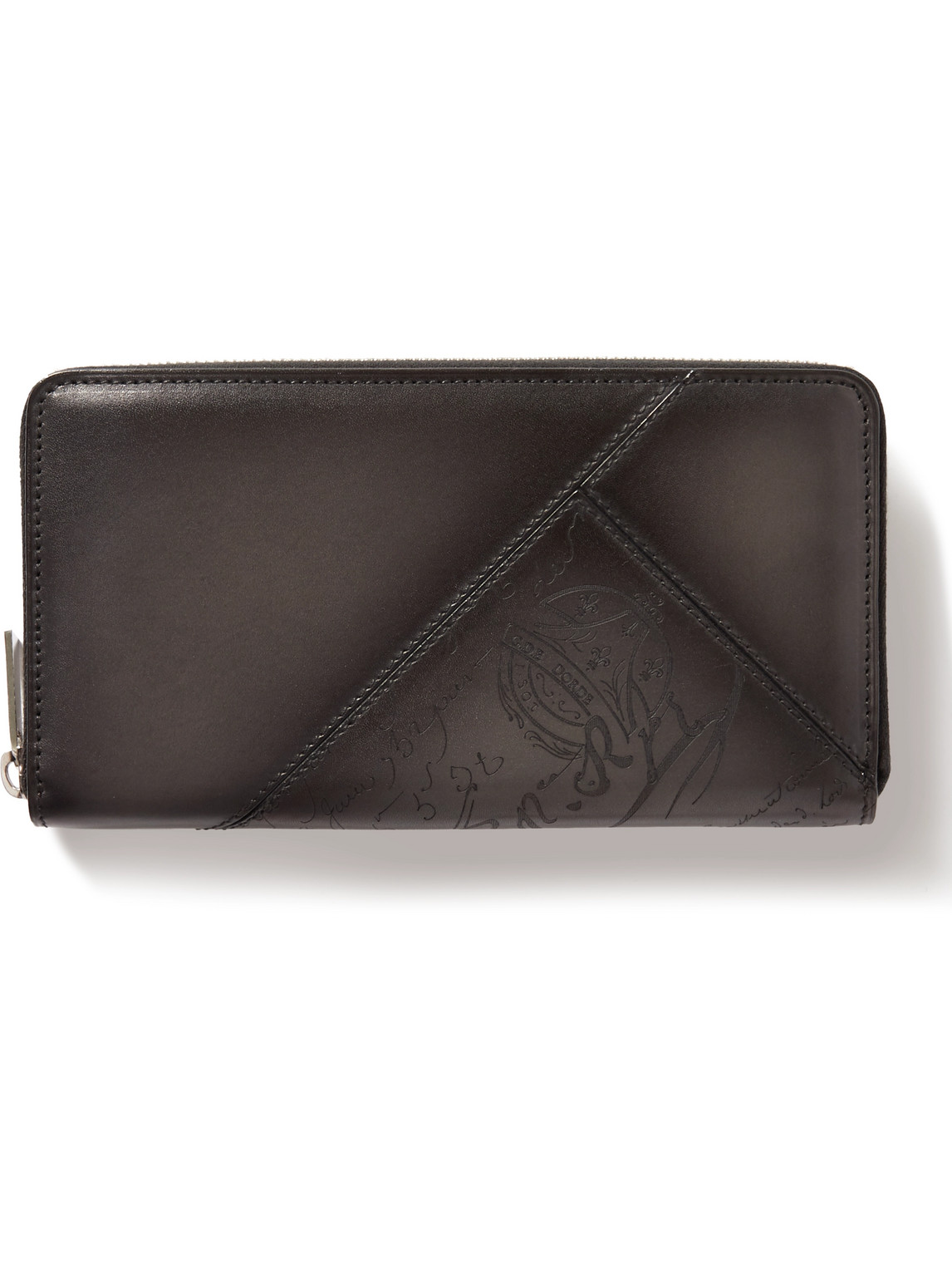 Berluti Scritto Leather Zip-around Wallet In Brown