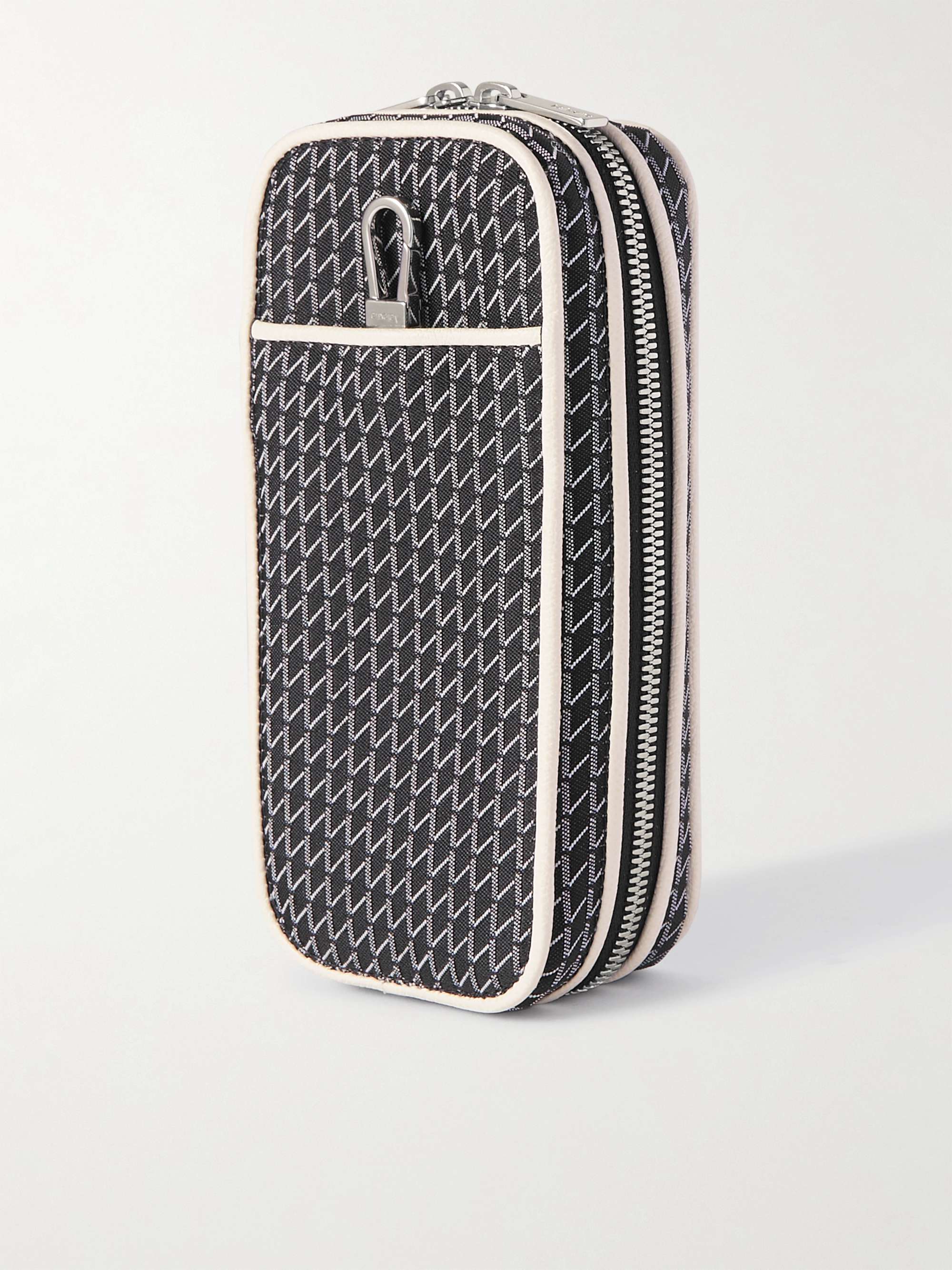 VALEXTRA Leather-Trimmed Canvas-Jacquard Golf Ball Case