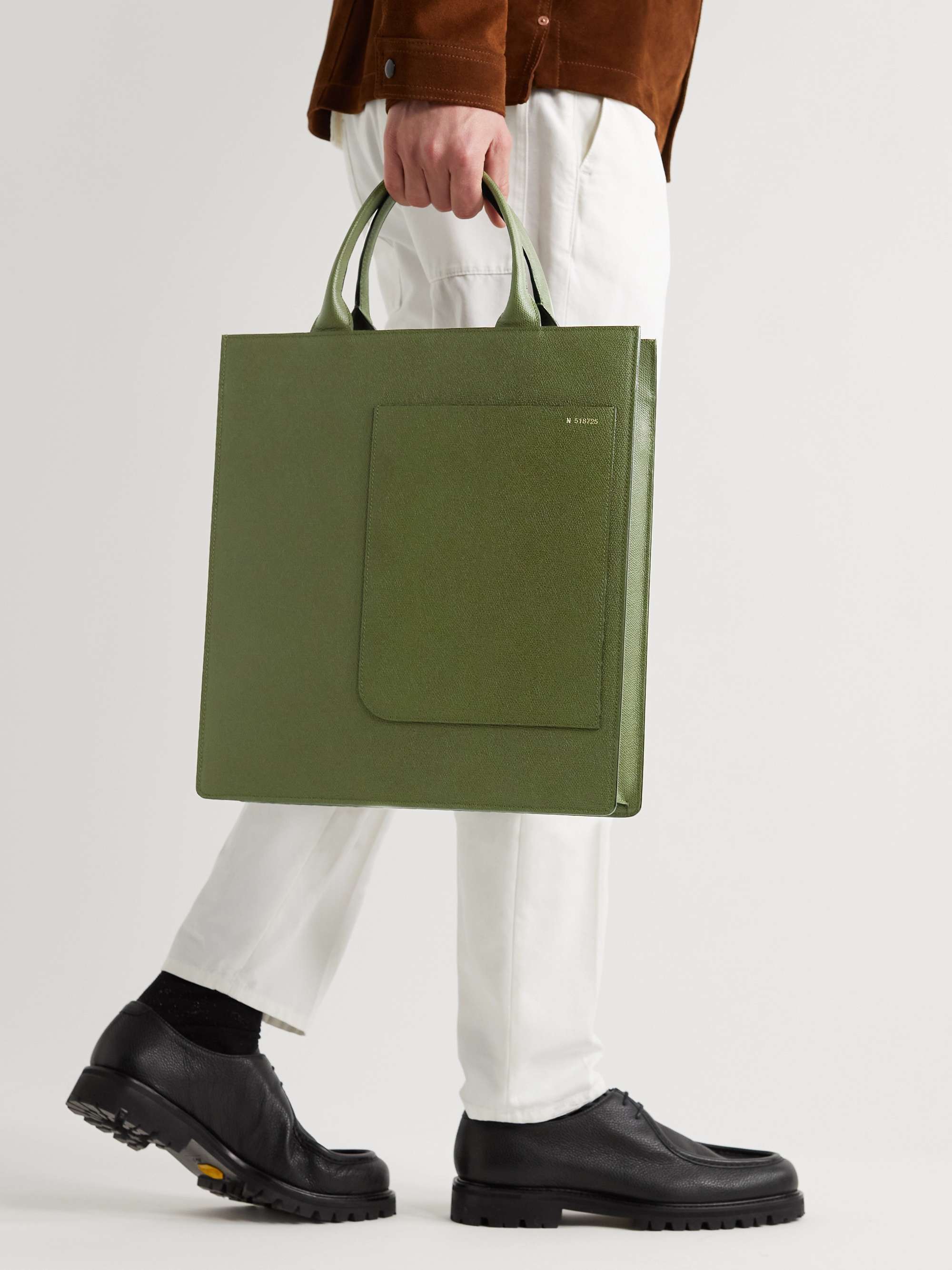 VALEXTRA Pebble-Grain Leather Tote Bag