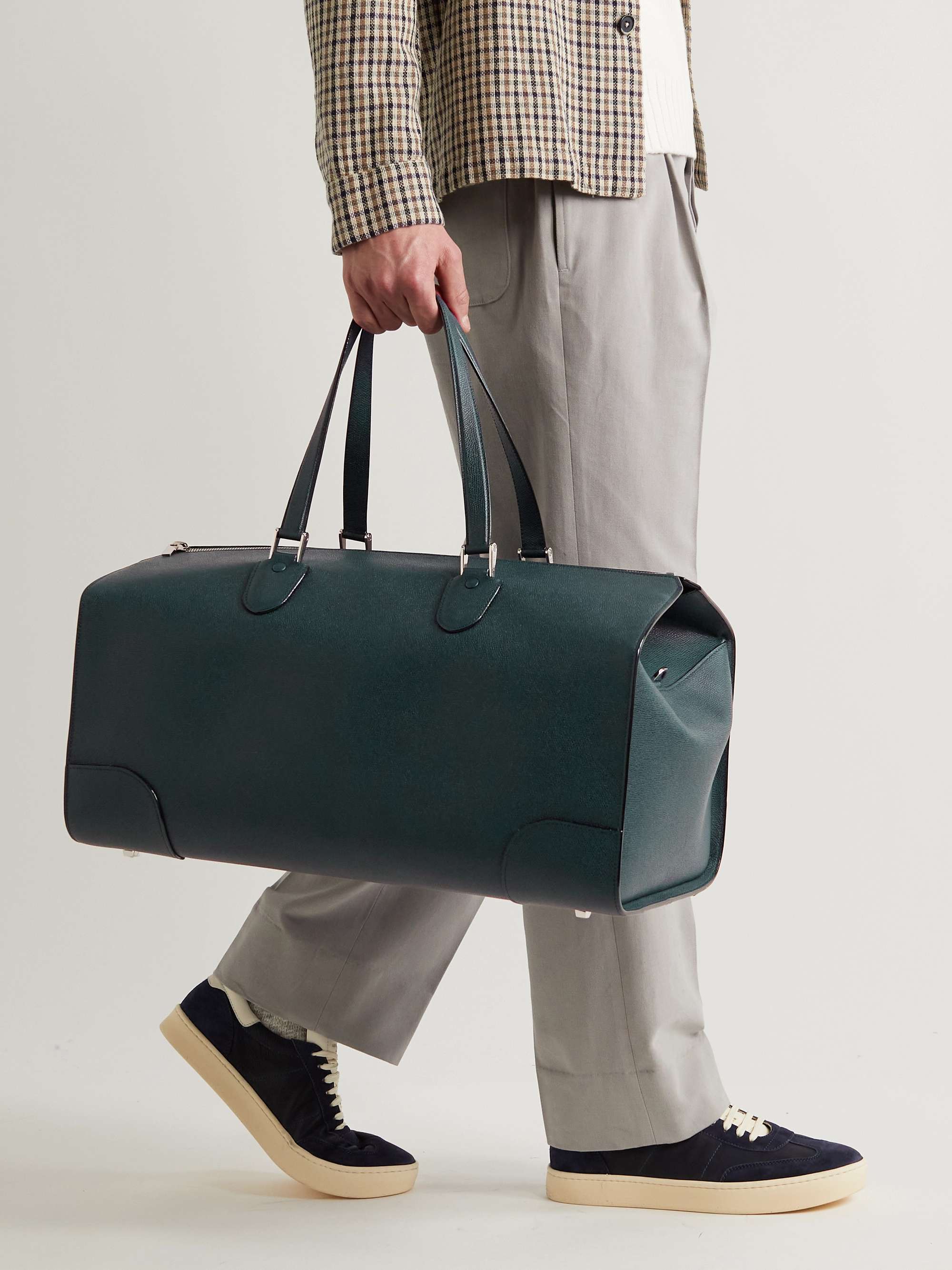 VALEXTRA Boston Pebble-Grain Leather Duffle Bag