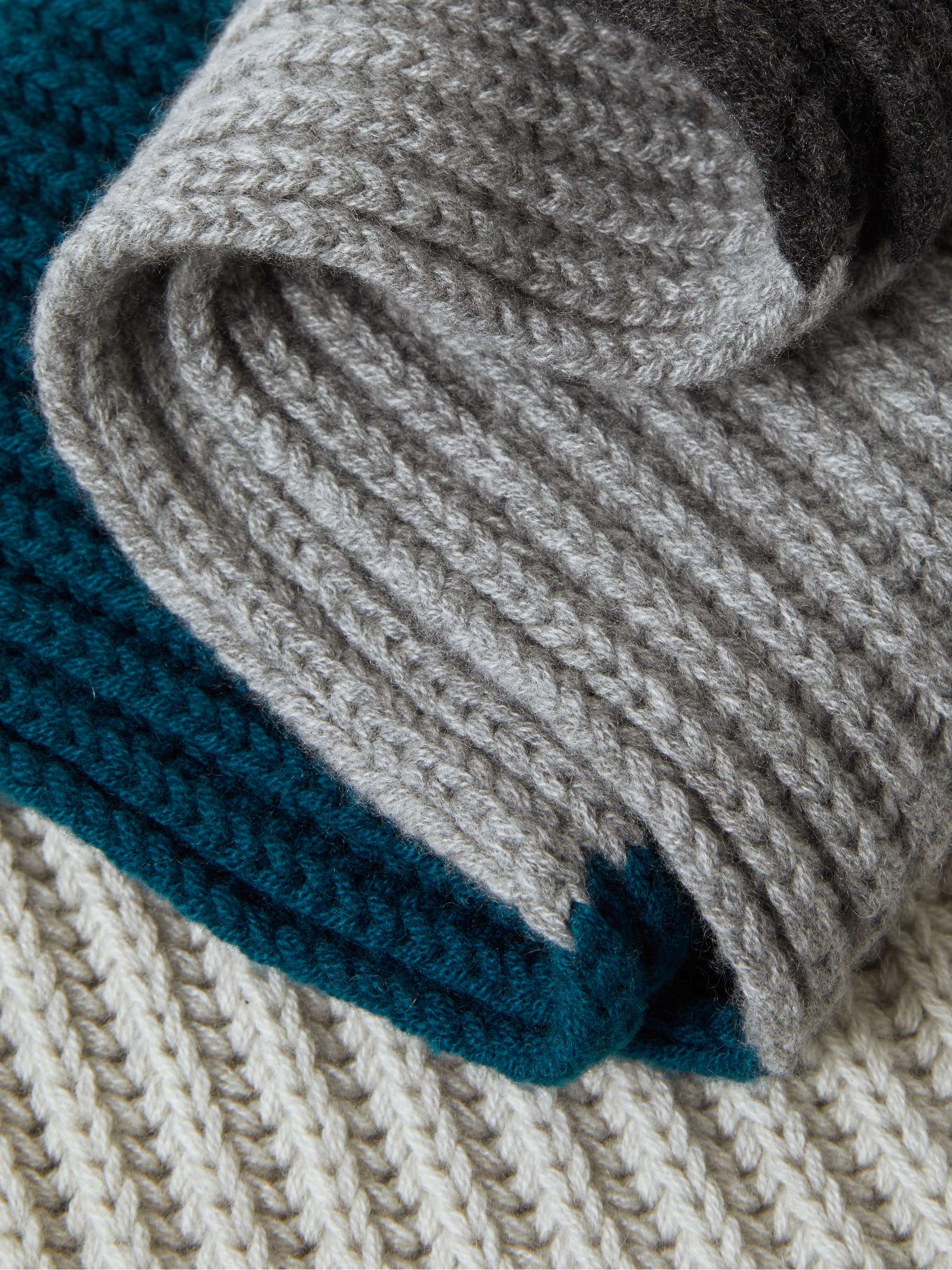 LORO PIANA Striped Ribbed Baby Cashmere Scarf
