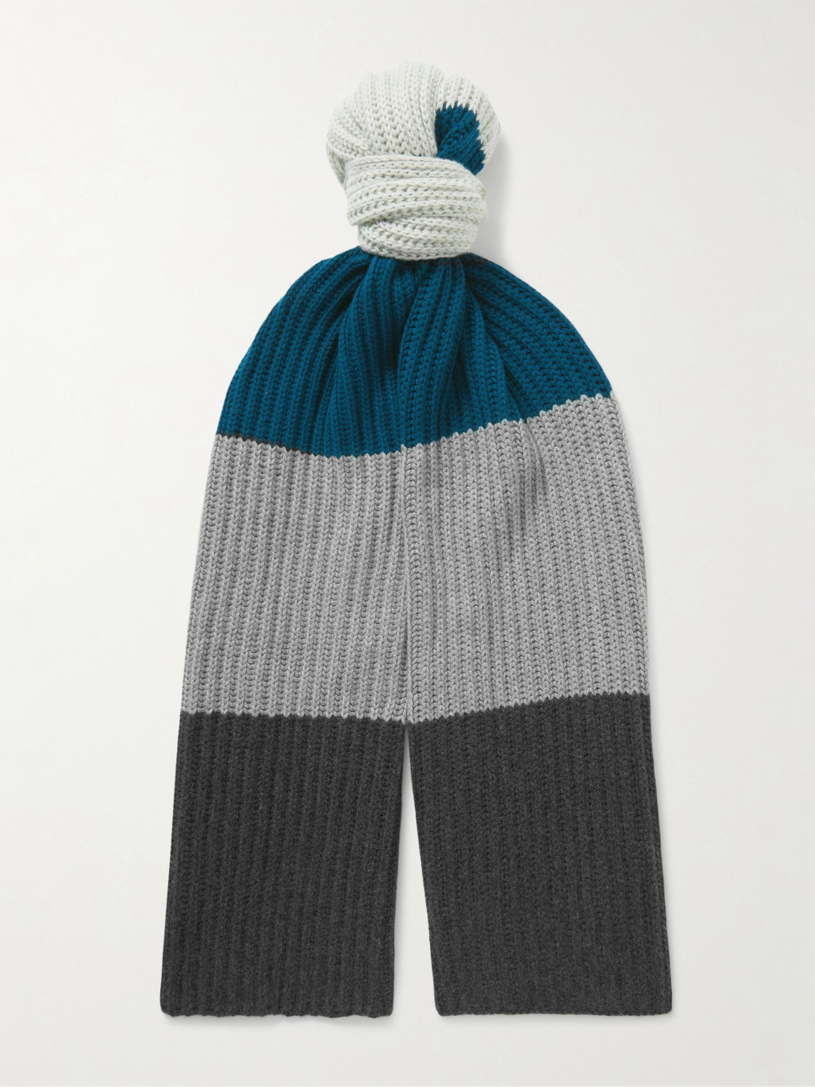 Loro Piana Striped Ribbed Baby Cashmere Scarf - Men