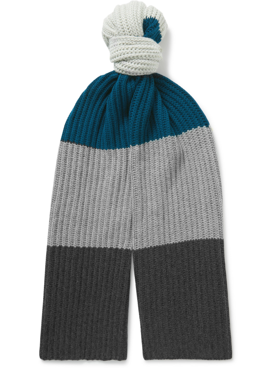 Loro Piana - Striped Ribbed Baby Cashmere Scarf - Men - Gray