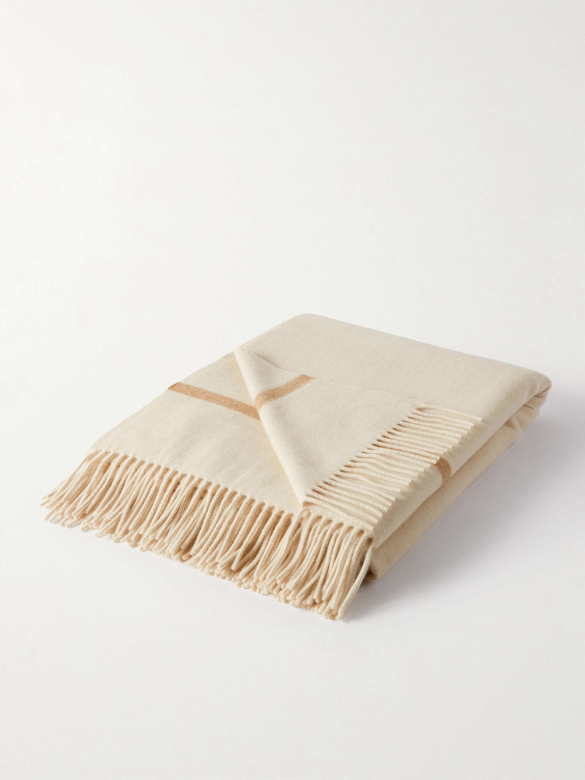 Twelve Fringed Striped Baby Cashmere Throw