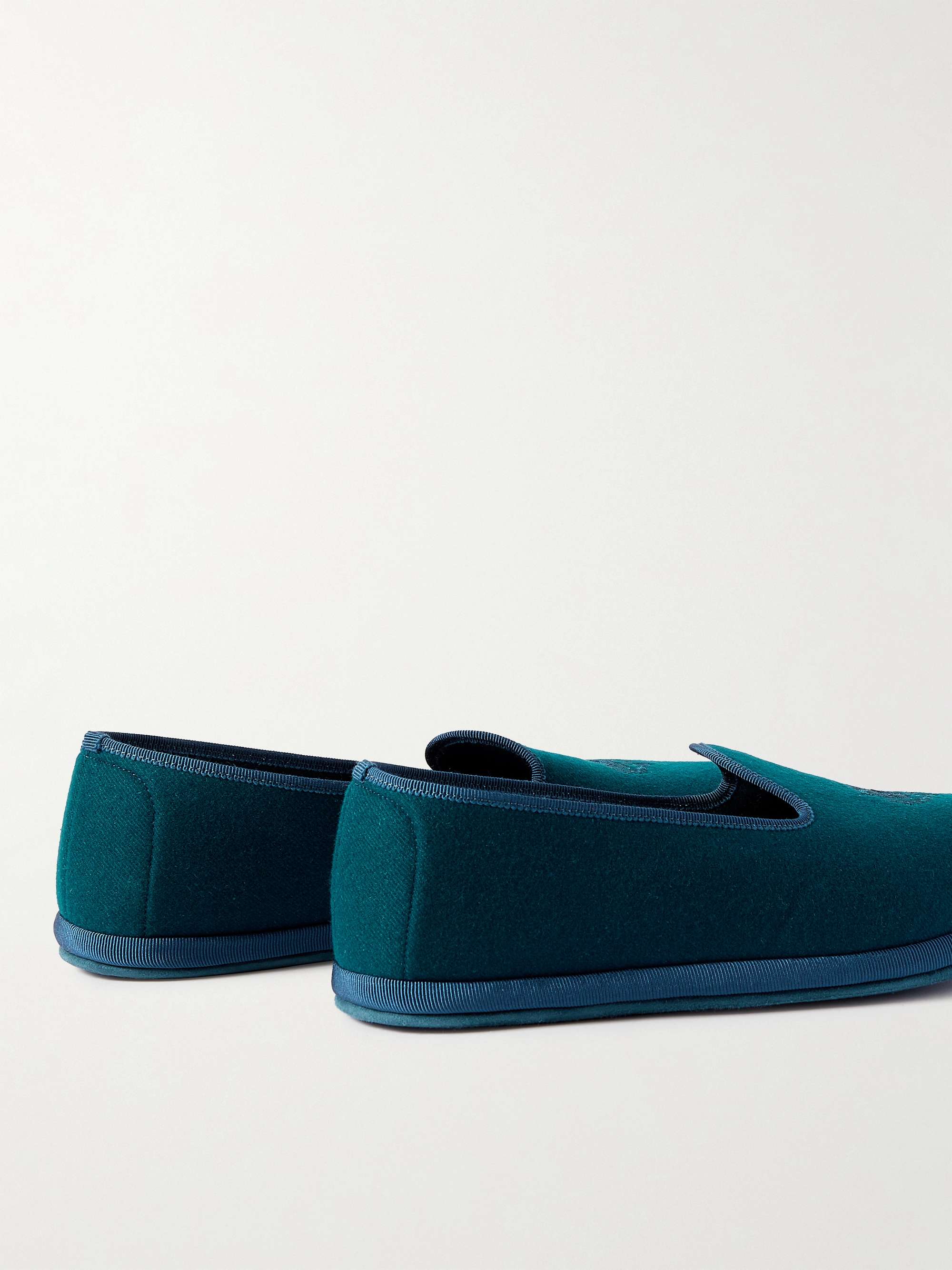 LORO PIANA Logo-Embroidered Cashmere Slippers