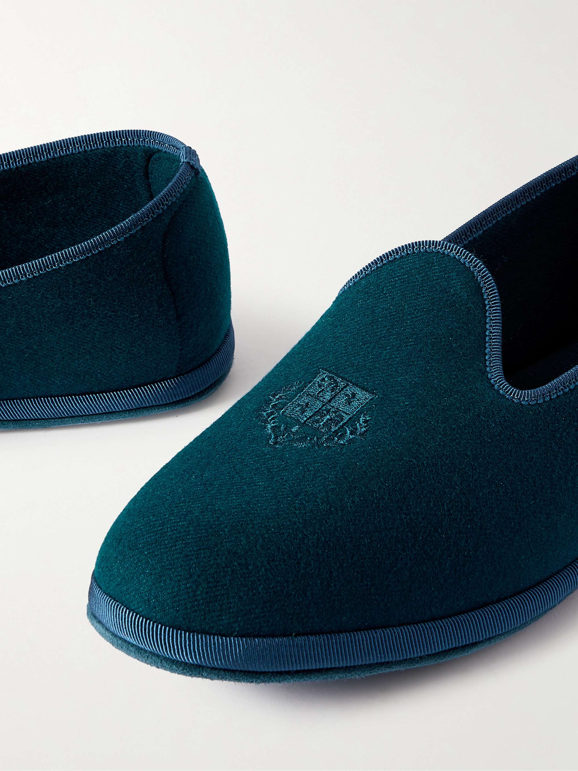 LORO PIANA Logo-Embroidered Cashmere Slippers