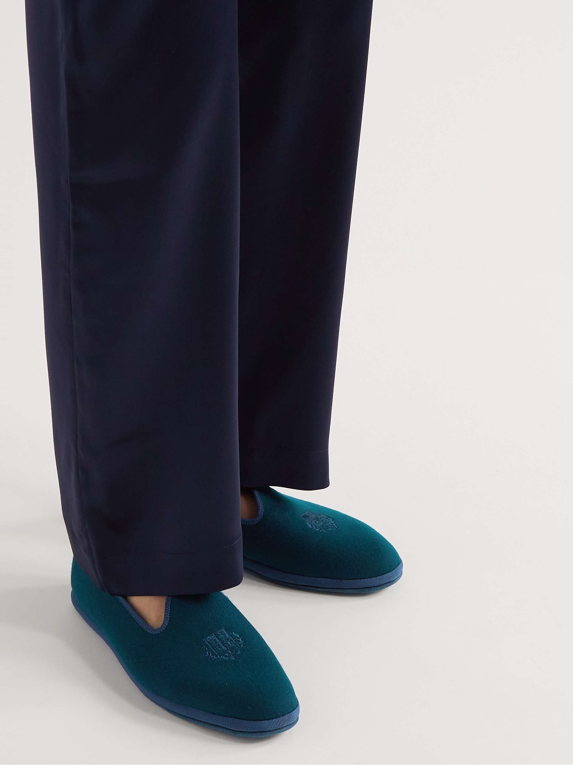 LORO PIANA Logo-Embroidered Cashmere Slippers
