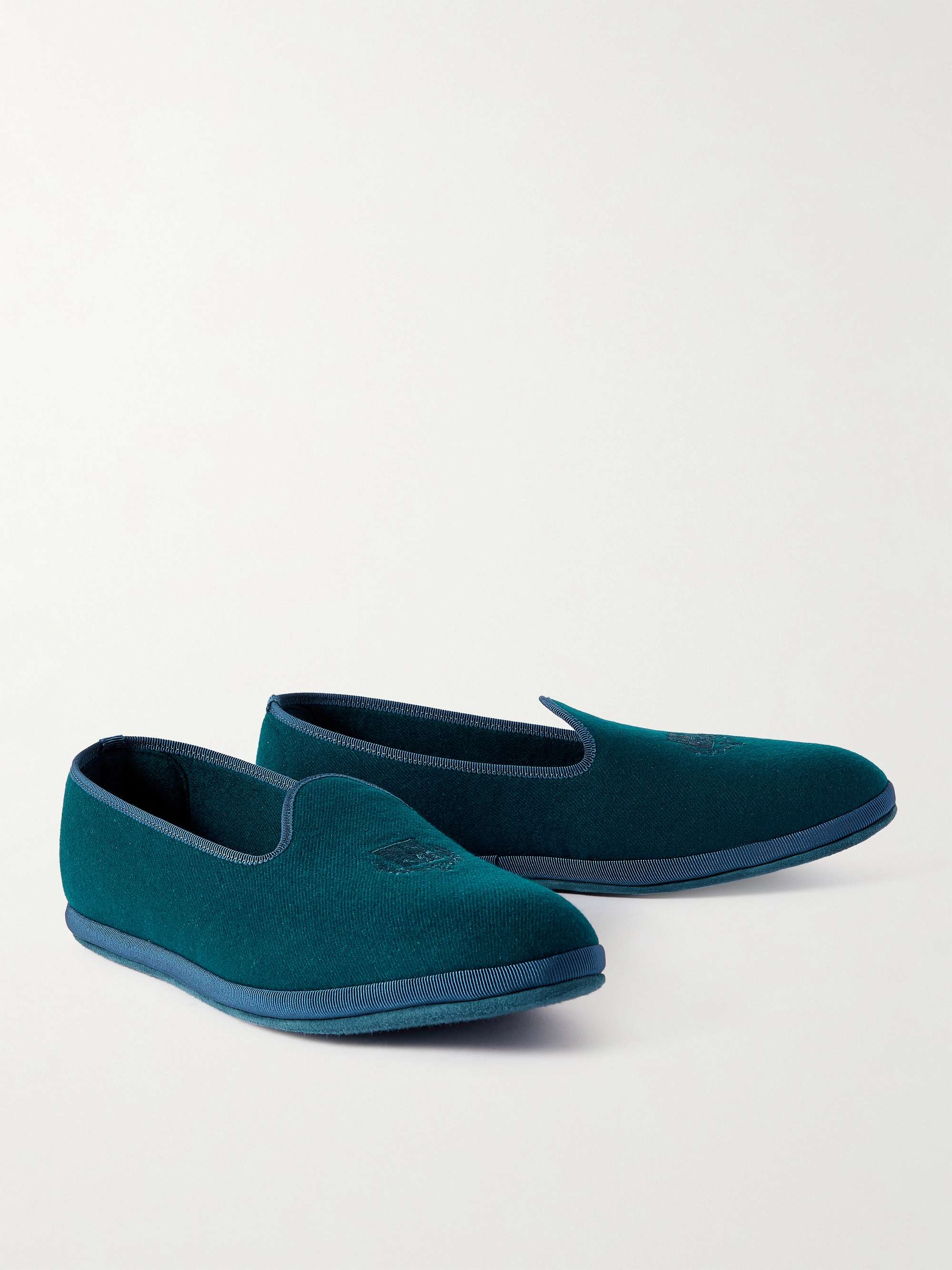 LORO PIANA Logo-Embroidered Cashmere Slippers