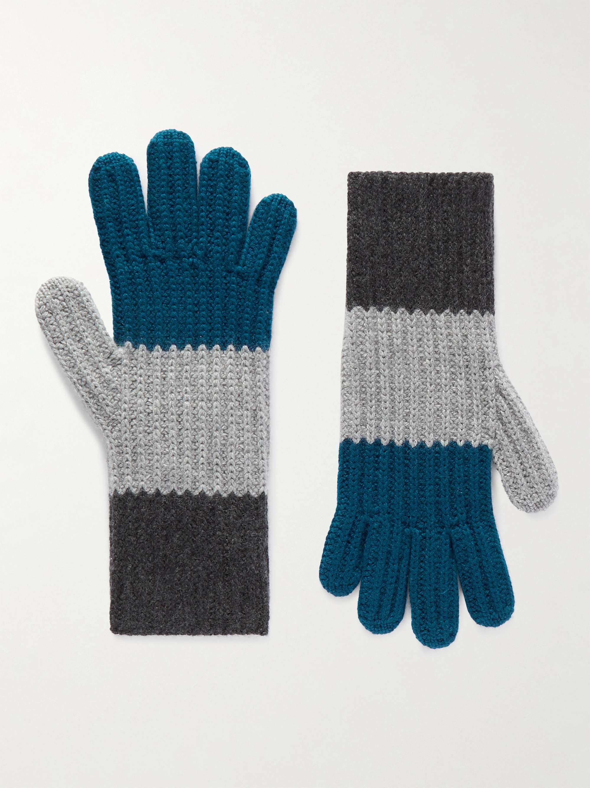 LORO PIANA Striped Cashmere Gloves