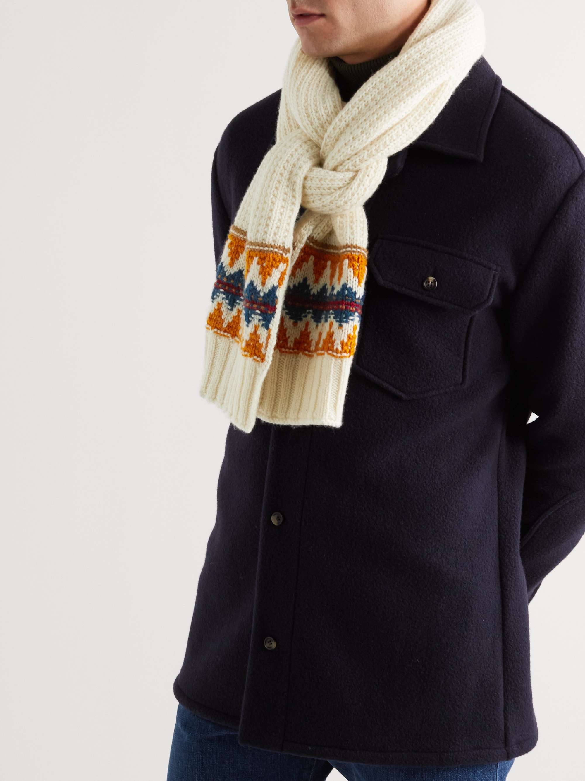 LORO PIANA Fair Isle Ribbed Cashmere Scarf