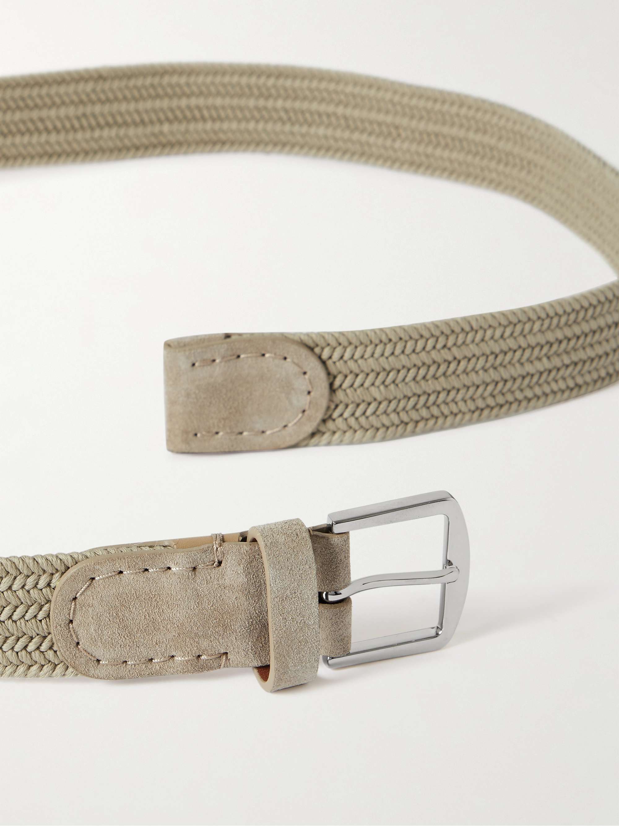 LORO PIANA 3.5cm Suede-Trimmed Woven Cotton Belt