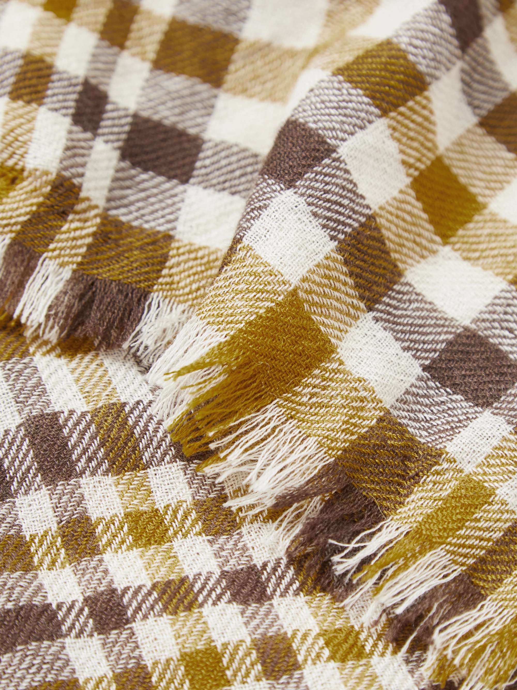 LORO PIANA Fringed Checked Cashmere Scarf