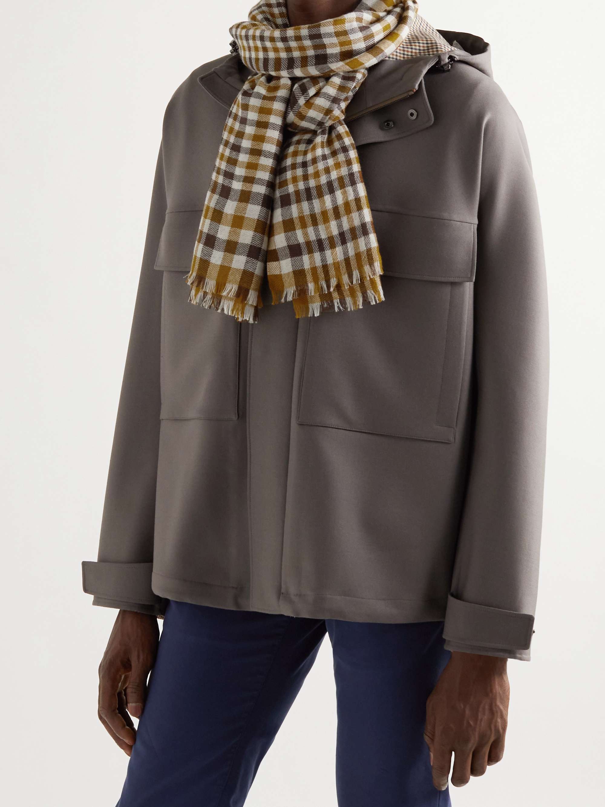 LORO PIANA Fringed Checked Cashmere Scarf