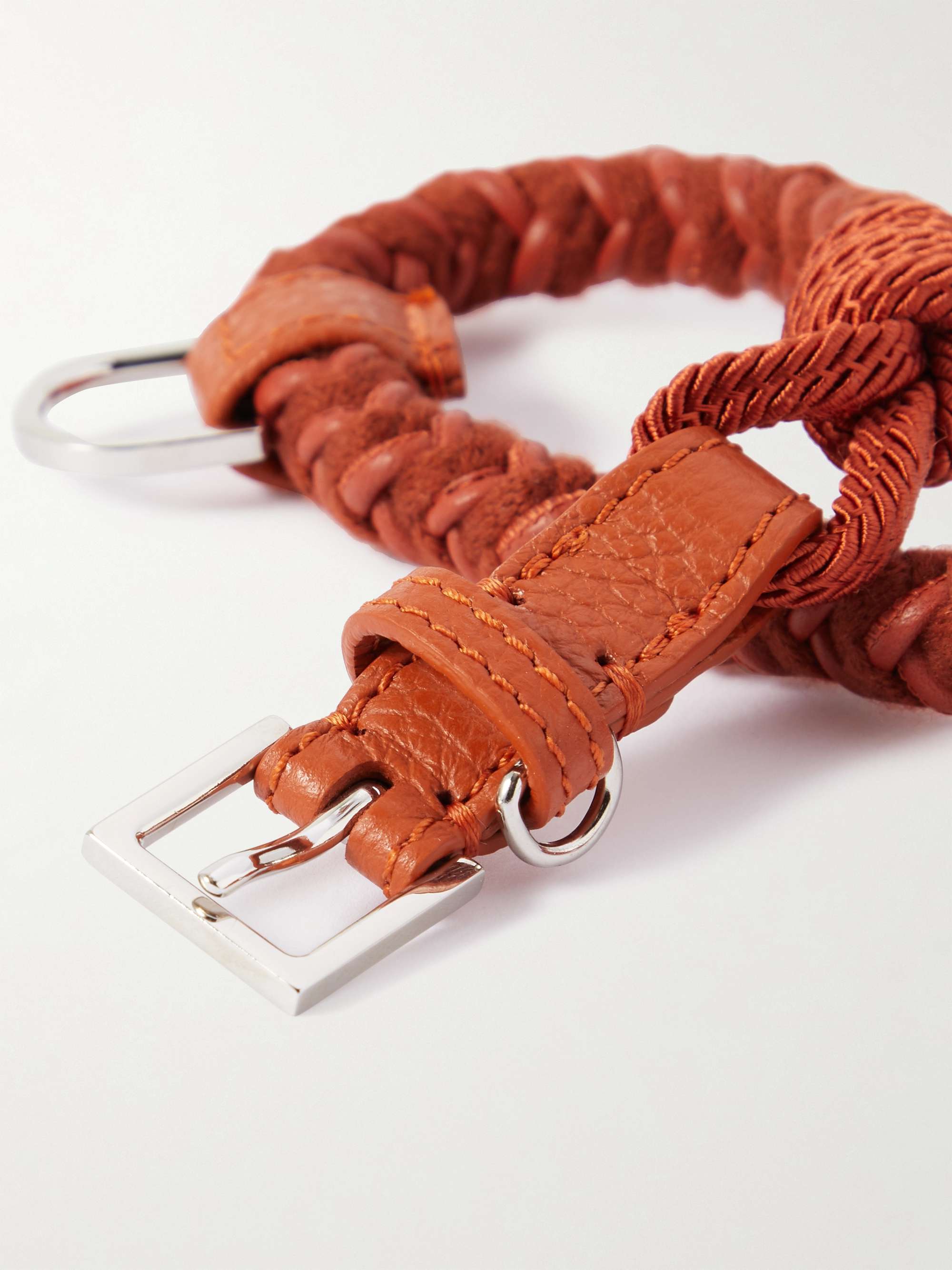 LORO PIANA Scooby Small Woven Cord and Leather Dog Collar