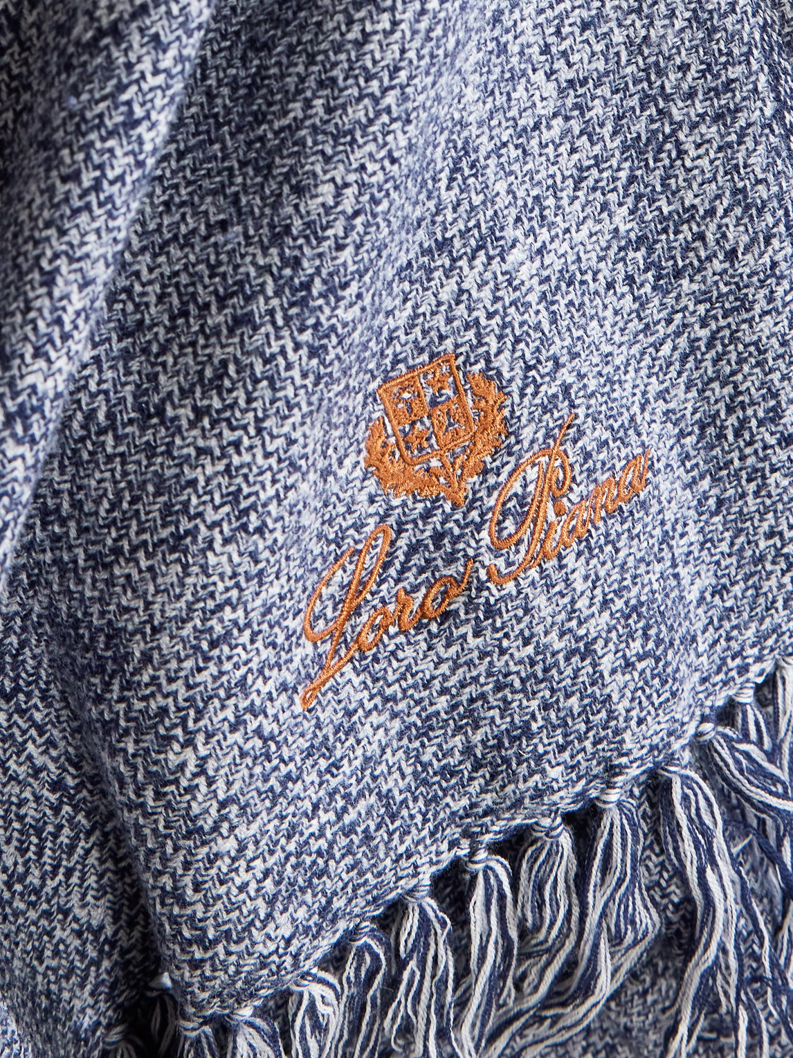  Loro Piana - Logo-embroidered Fringed Wool Blanket - Men - Blue 