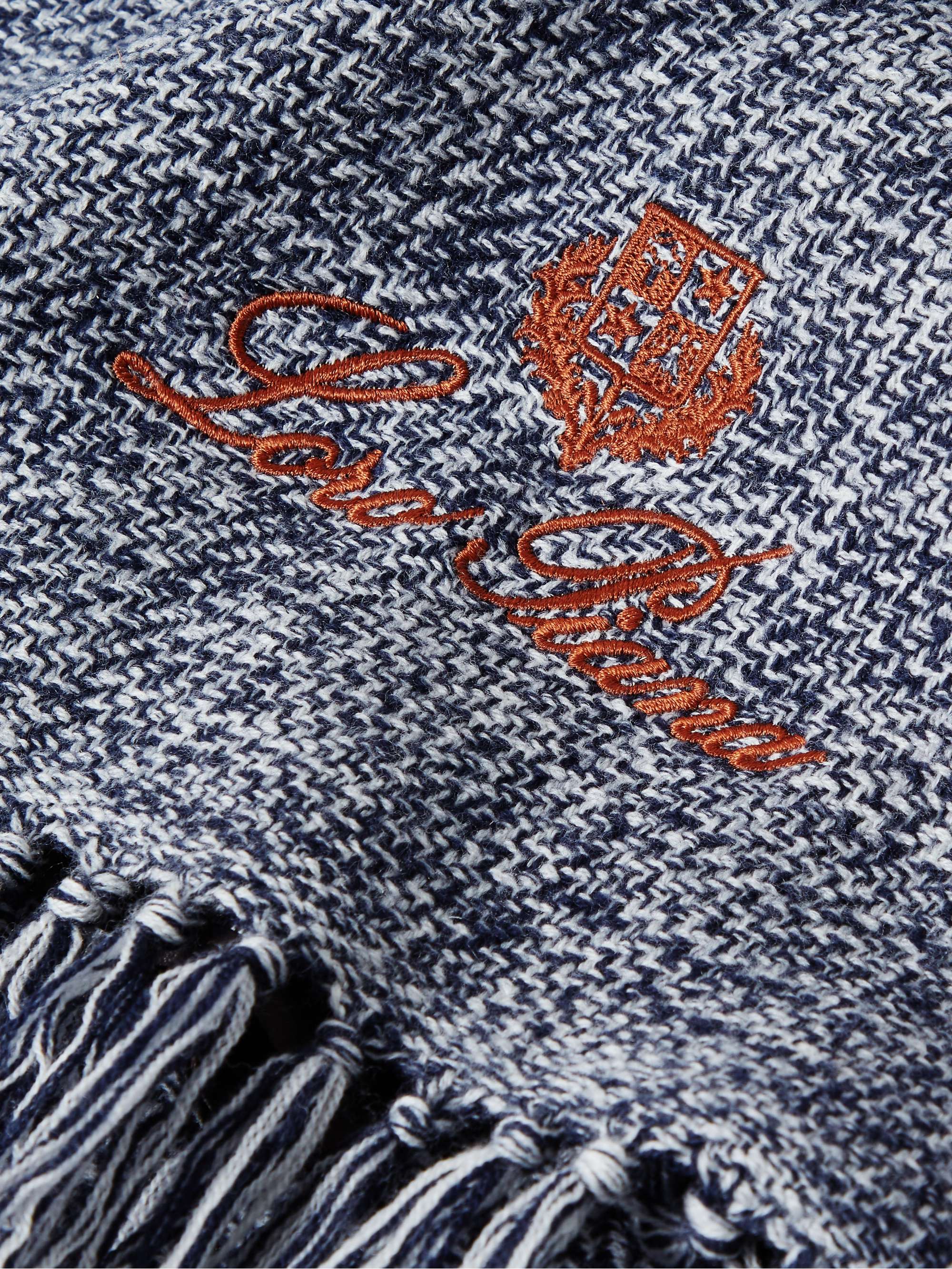 LORO PIANA Logo-Embroidered Fringed Wool Throw